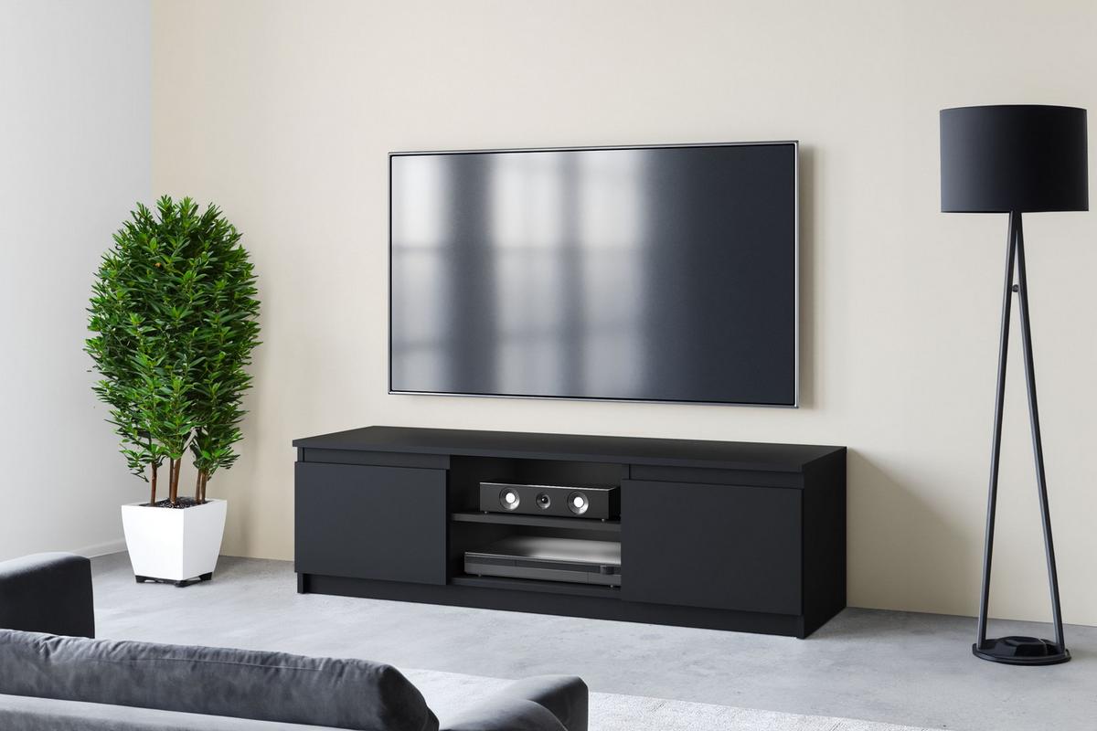 Lowboard Dingo 120 - Schwarz, Design, Holzwerkstoff/Kunststoff (120/35,5/38cm) - P & B