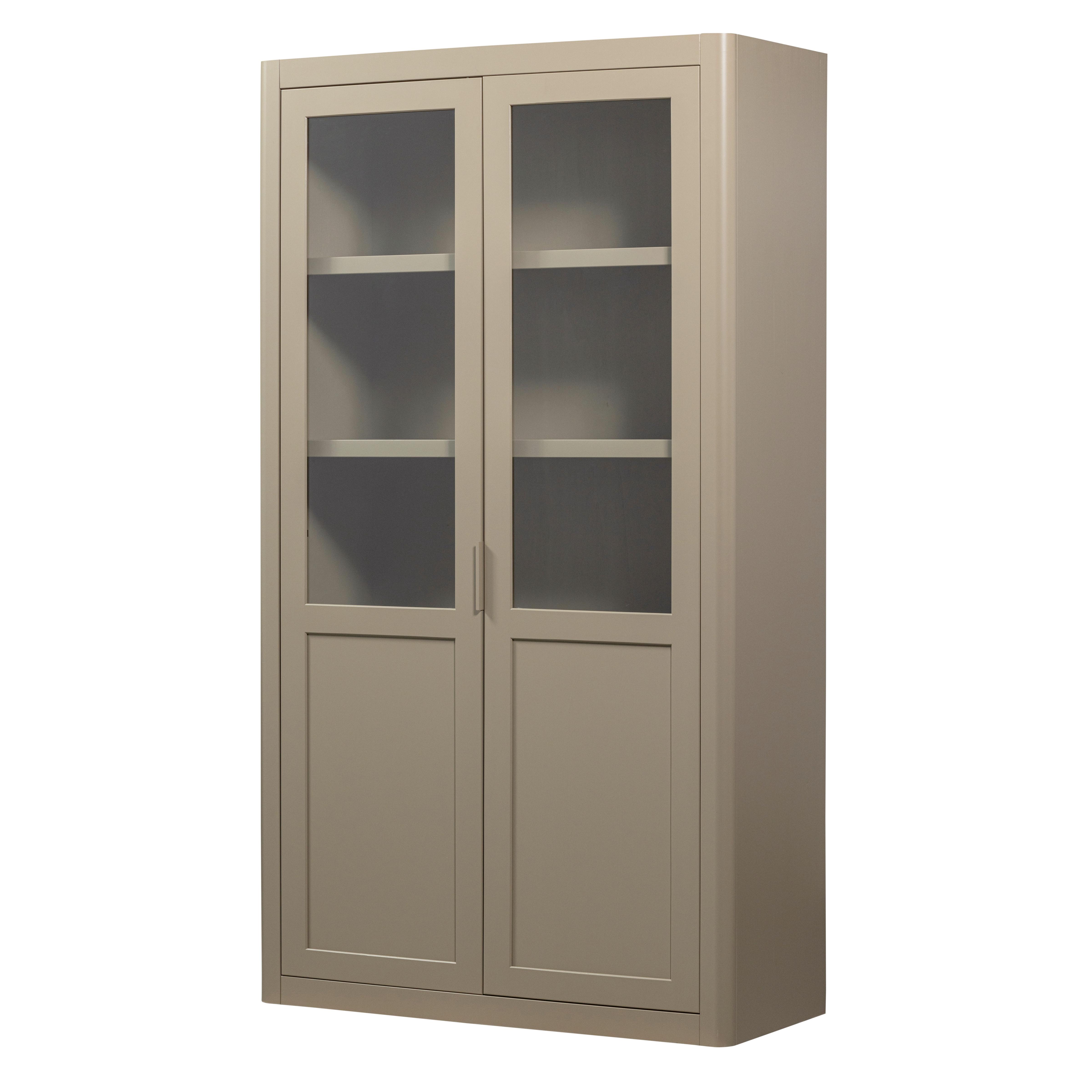 Vitrine Gunnar Schlammfarben B: 120 cm - Schlammfarben/Schwarz, Design, Holz/Metall (120/217/48cm) - Livetastic