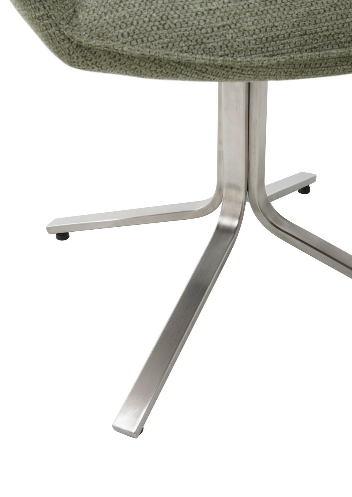 Armlehnstuhl Bacares in Olivgrün - Edelstahlfarben/Olivgrün, LIFESTYLE, Textil/Metall (62/88/63cm) - Premium Living