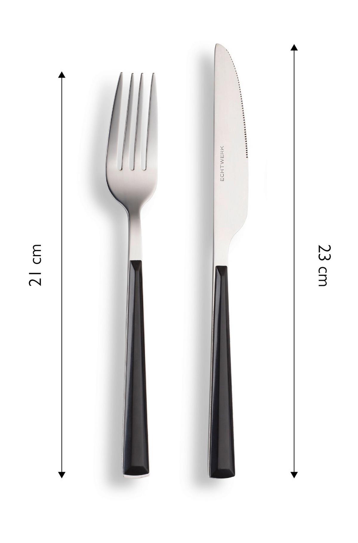 Besteckset Basic Schwarz/Silber 16-teilig - Silberfarben/Schwarz, Basics, Metall - Echtwerk