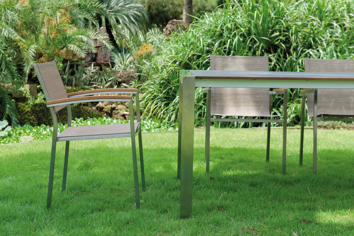 Vrtna Garnitura Skye - barva tikovine/platinaste barve, Basics, kovina/tekstil (150/75/90cm) - Gardenson
