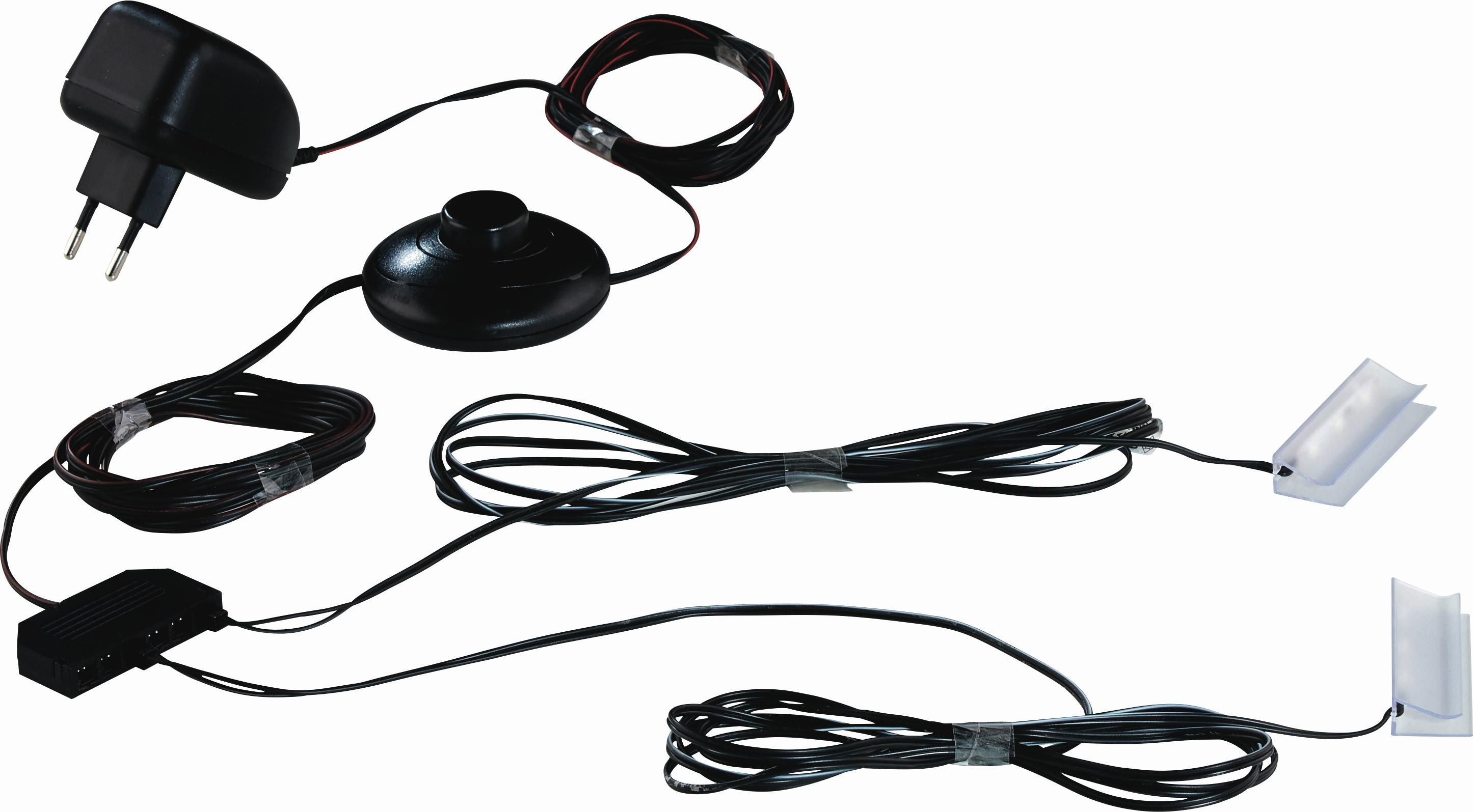 OŚWIETLENIE/PÓŁKI SZKL.-ZESTAW LED 2ER WEISS - czarny, tworzywo sztuczne