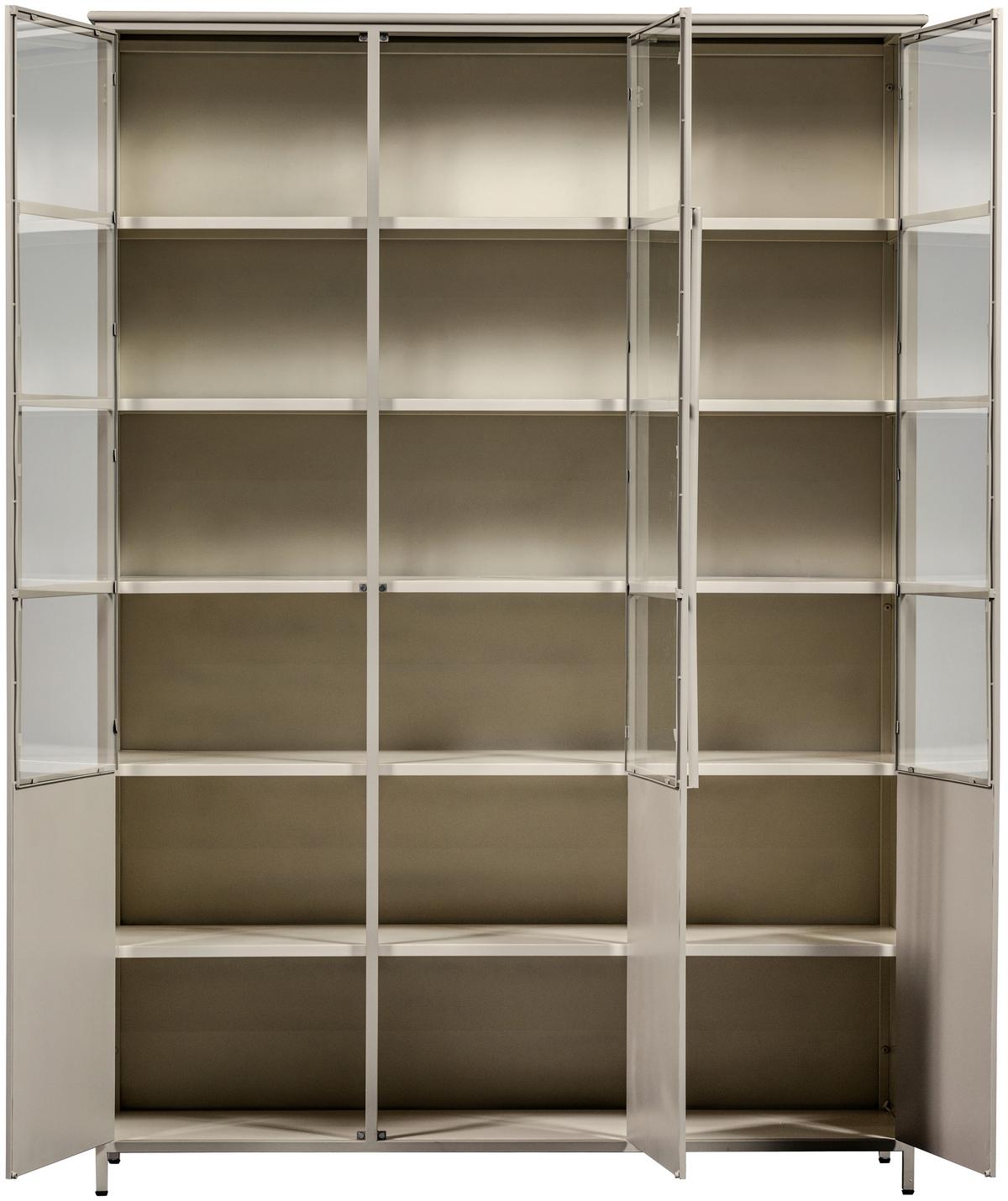 Vitrine Exhibit Sandfarben - Sandfarben, Design, Glas/Metall (140/200/40cm) - Livetastic