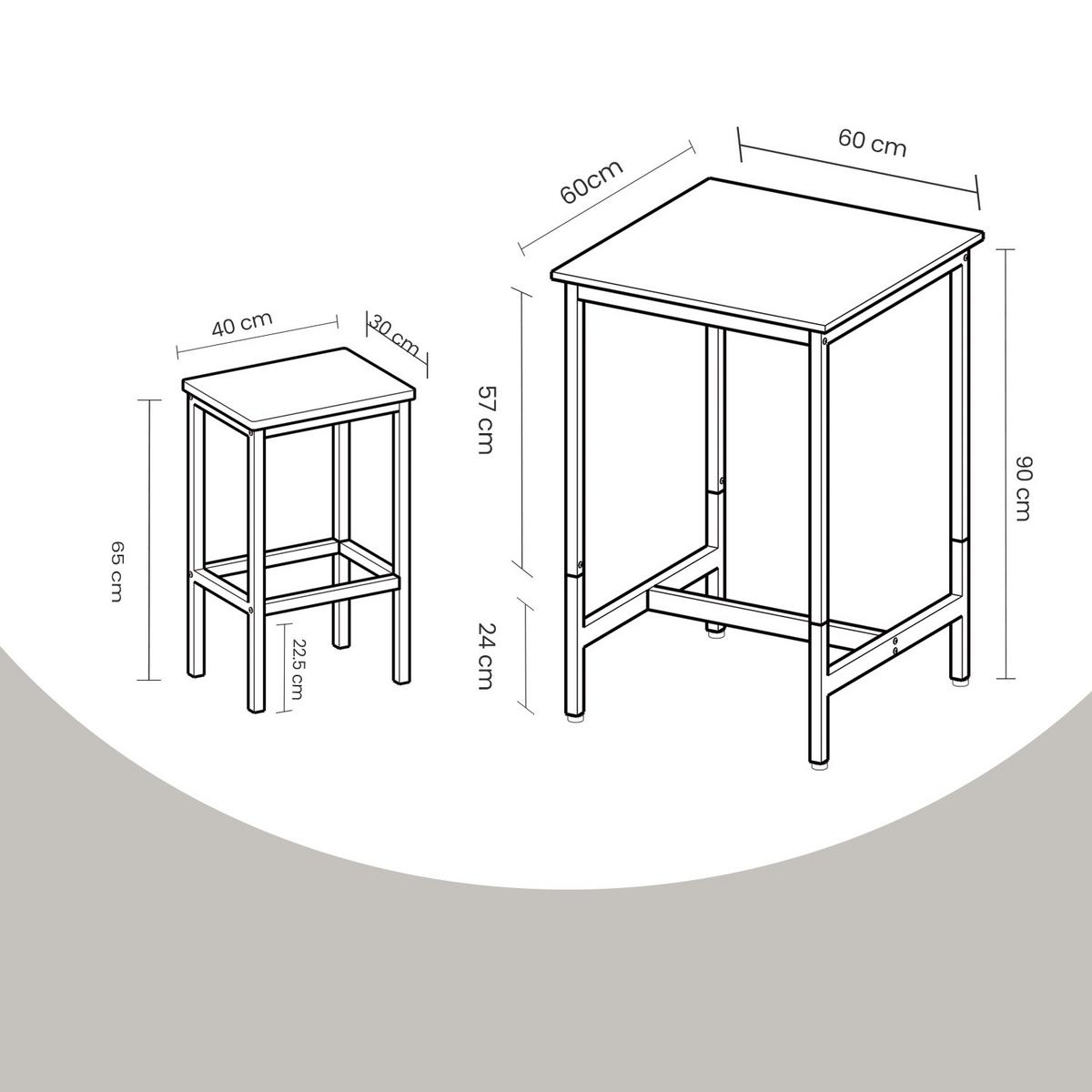 Bar Set in Braun, Schwarz - Schwarz/Braun, MODERN, Holzwerkstoff/Metall (60/90/60cm) - MID.YOU