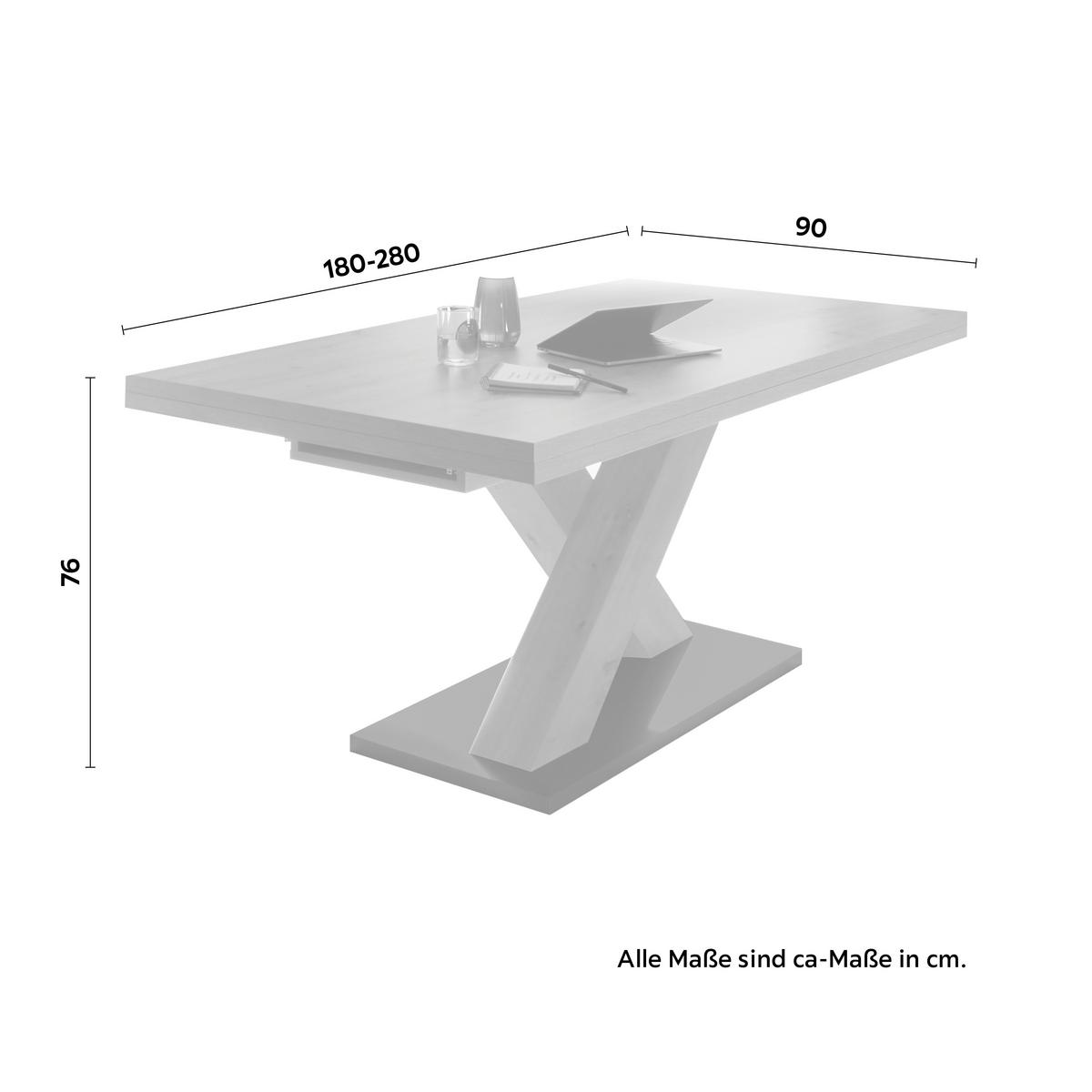 Raztegljiva Miza Komfort 2.0 X - črna/hrast artisan, Moderno, leseni material (180-280/90/76cm) - Mömax