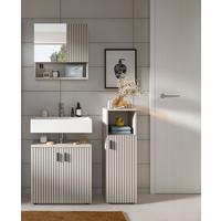 Badezimmer Mone Schwarz/Kaschmir 3-teilig - Kaschmir/Schwarz, Trend, Glas/Holzwerkstoff (90cm) - MID.YOU