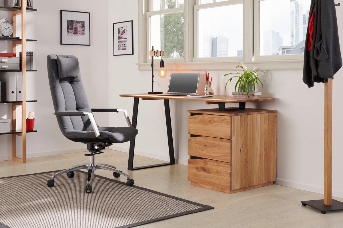 BIURKO LYNX -LINEA NATURA- - dąb dziki/czarny, Natur, metal/drewno (140/65/75cm) - Linea Natura