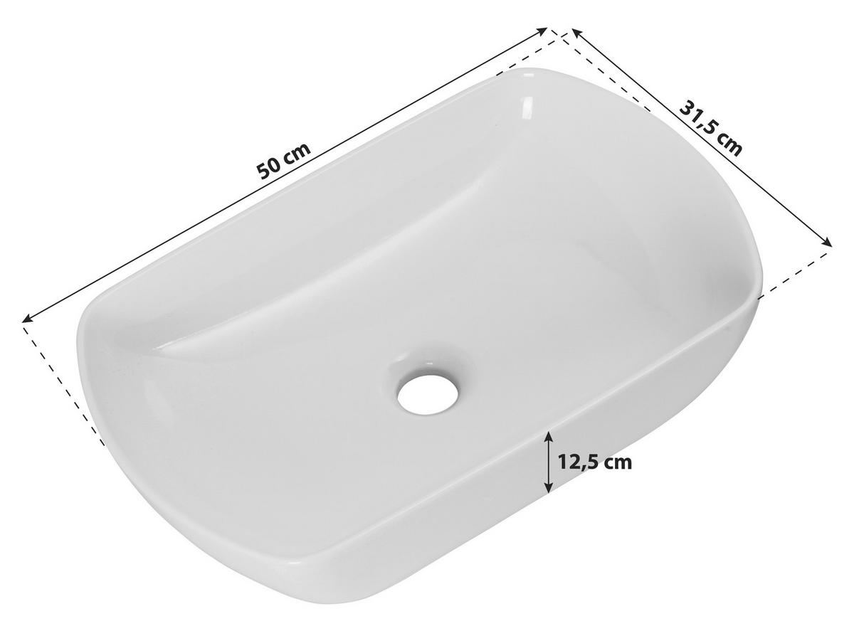 Aufsatzwaschbecken New York Grau Keramik ca. 50x13x32 cm - Grau, MODERN, Keramik (50/12,5/31,5cm) - MID.YOU