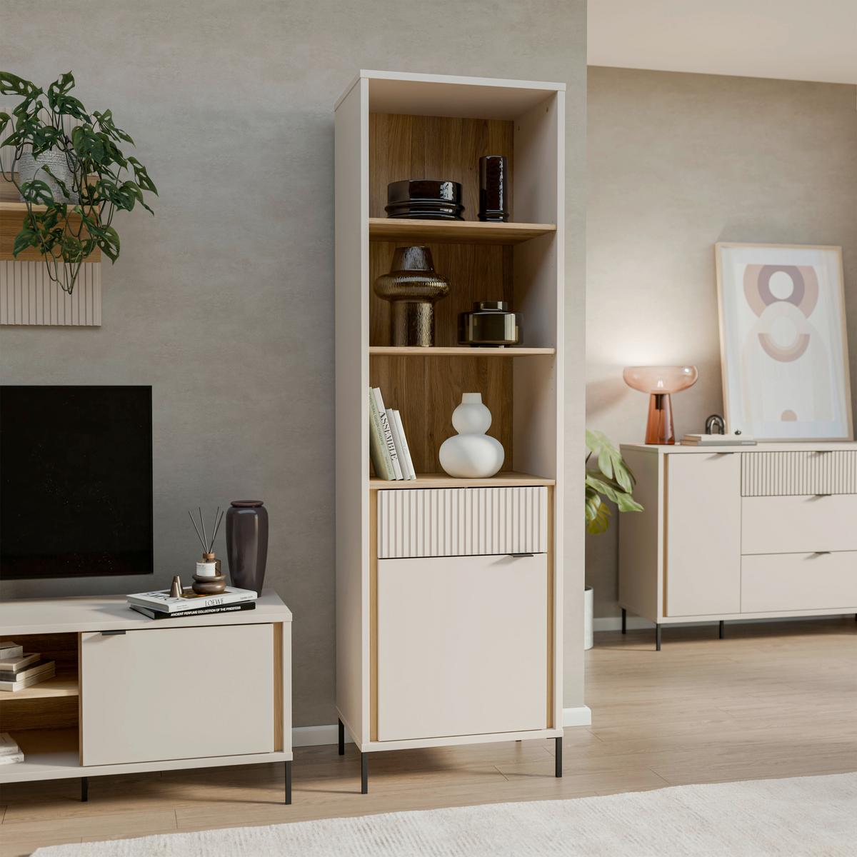 Komoda Seravel - boje hrasta/boje pijeska, Natur, drvni materijal/metal (59,4/199,2/41,5cm) - Modern Living