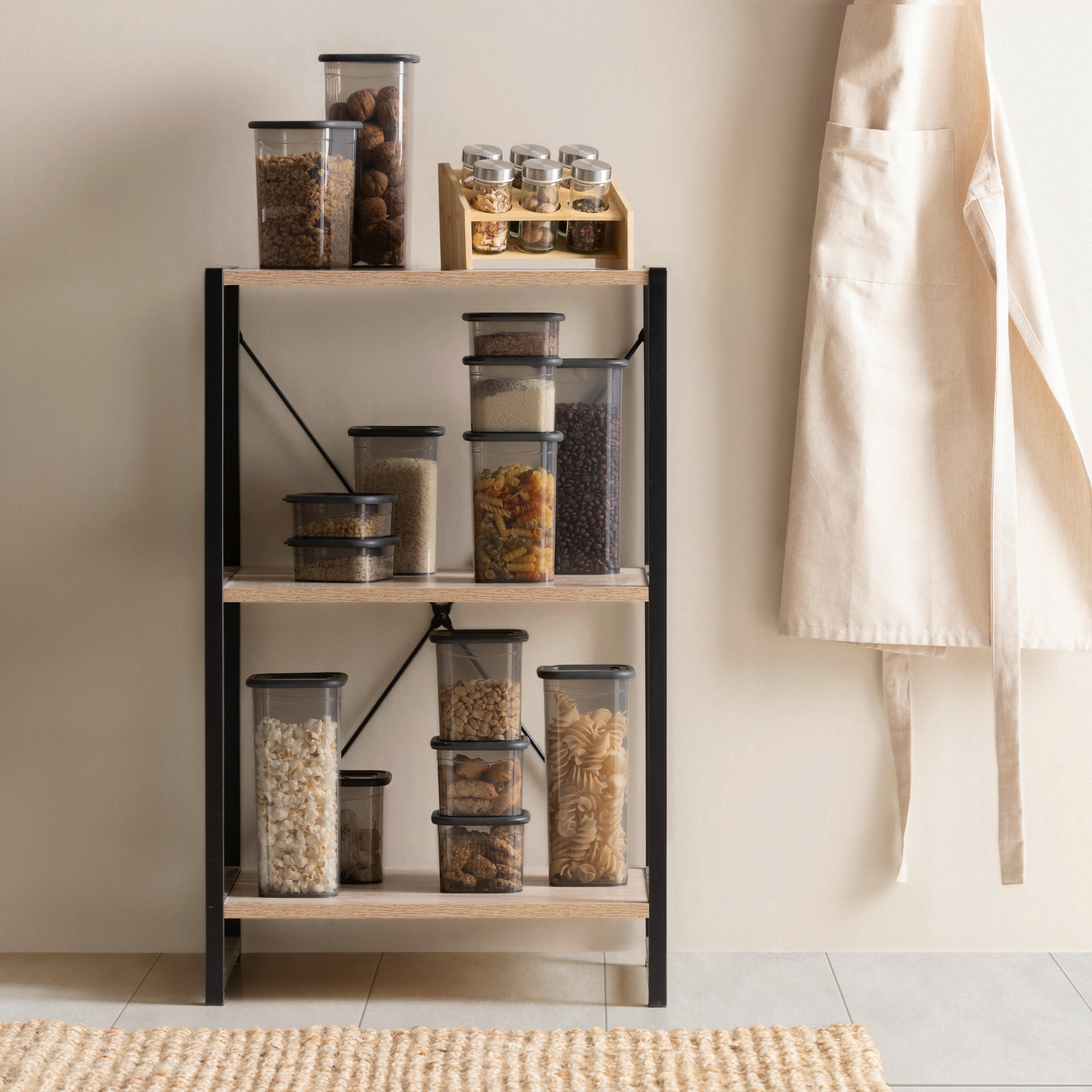 FÖRVARINGSBURKAR SET GIZEM - svart/transparent, Modern, plast (23/23/33cm) - Mömax