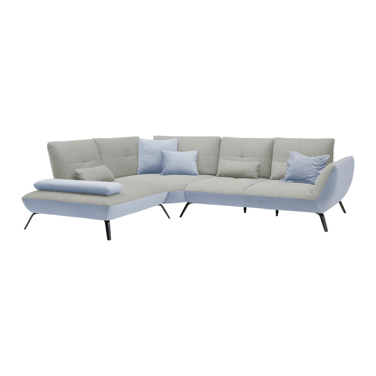 Wohnlandschaft Trendy Silberfarben/Hellgrau - Silberfarben/Hellgrau, MODERN, Holzwerkstoff/Textil (250/93/310cm) - Premium Living