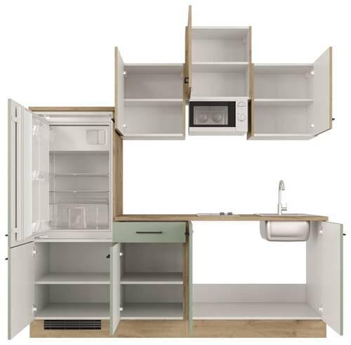 Kuhinjski Blok Cara, Zelena, Hrast - črna/zelena, Moderno, kovina/leseni material (210cm) - FlexWell
