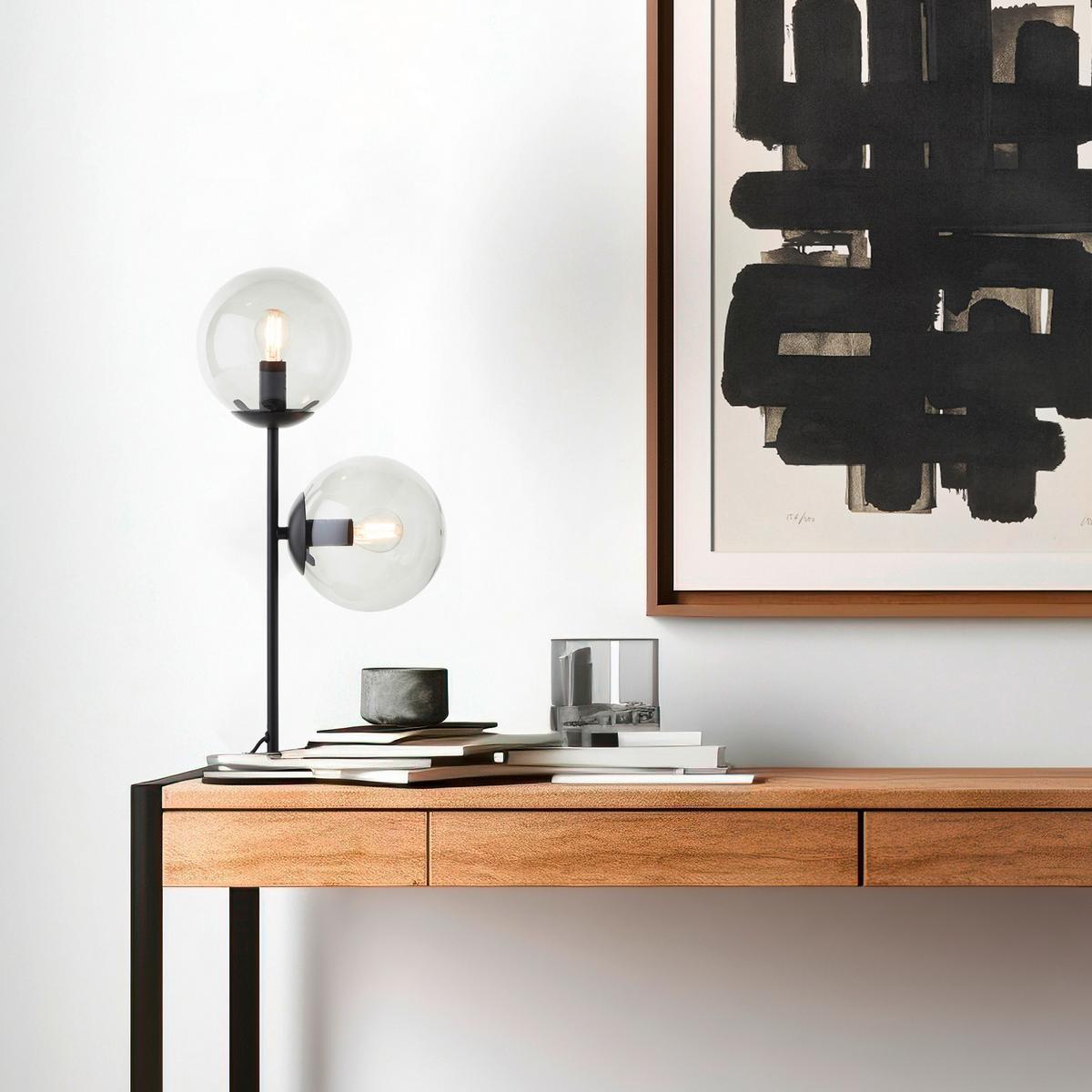 Tischleuchte Ariol Schwarz max. 25 Watt - Schwarz, Design, Glas/Metall (48,2/24/15cm) - Brilliant