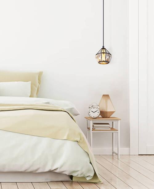 Hängeleuchte Lois Schwarz/Messingfarben max. 40W - Klar/Messingfarben, KONVENTIONELL, Glas/Kunststoff (12,5/150cm) - Globo