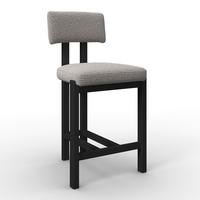 Barhocker Jonna Hellgrau Bouclé Gepolstert - Hellgrau/Schwarz, MODERN, Holz/Textil (51/102/54cm) - Bessagi Home