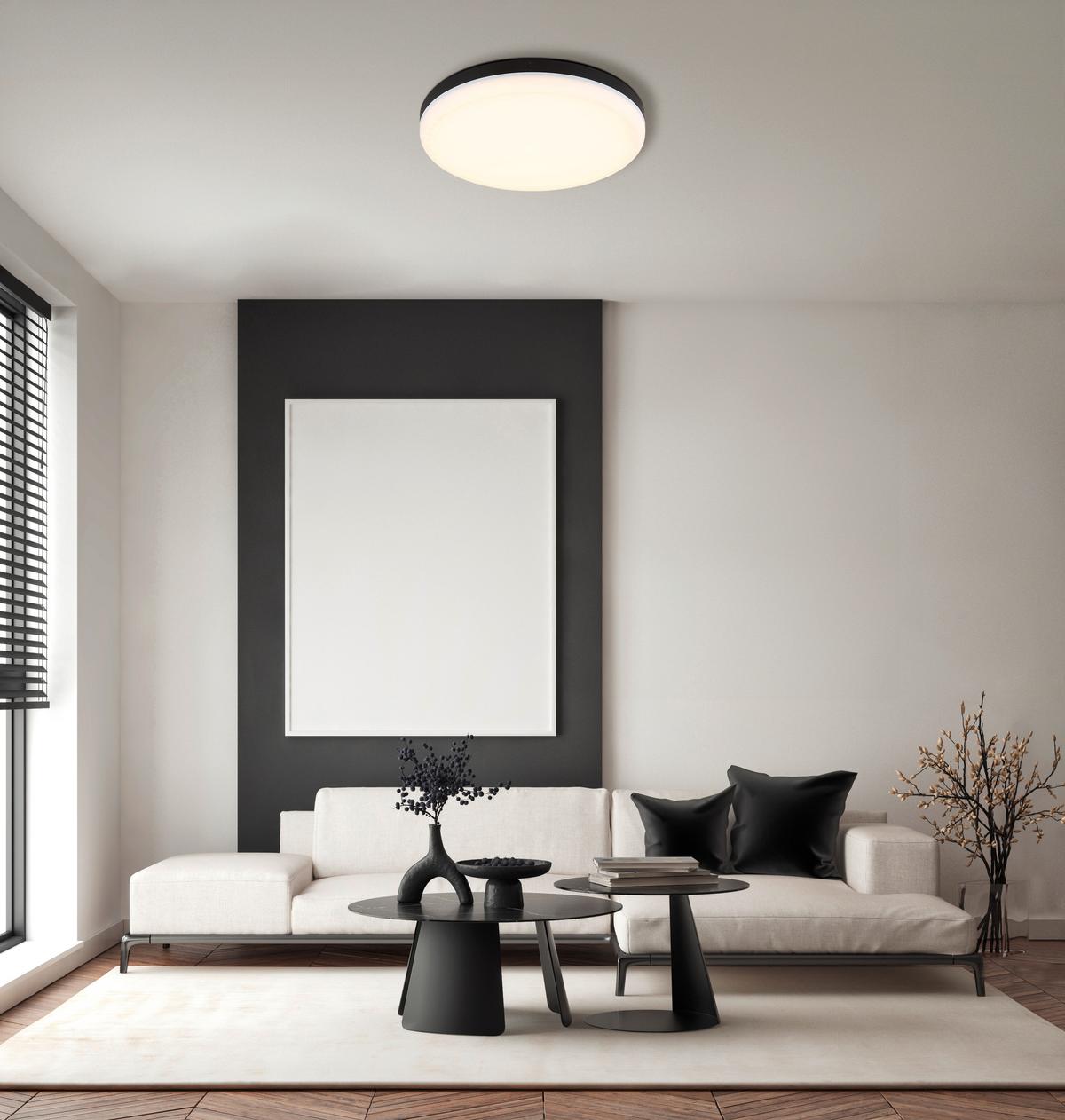 LED-DECKENLEUCHTE 12387-24 MATTHEW - Weiss/Schwarz, Konventionell, Kunststoff (30/5cm) - Globo