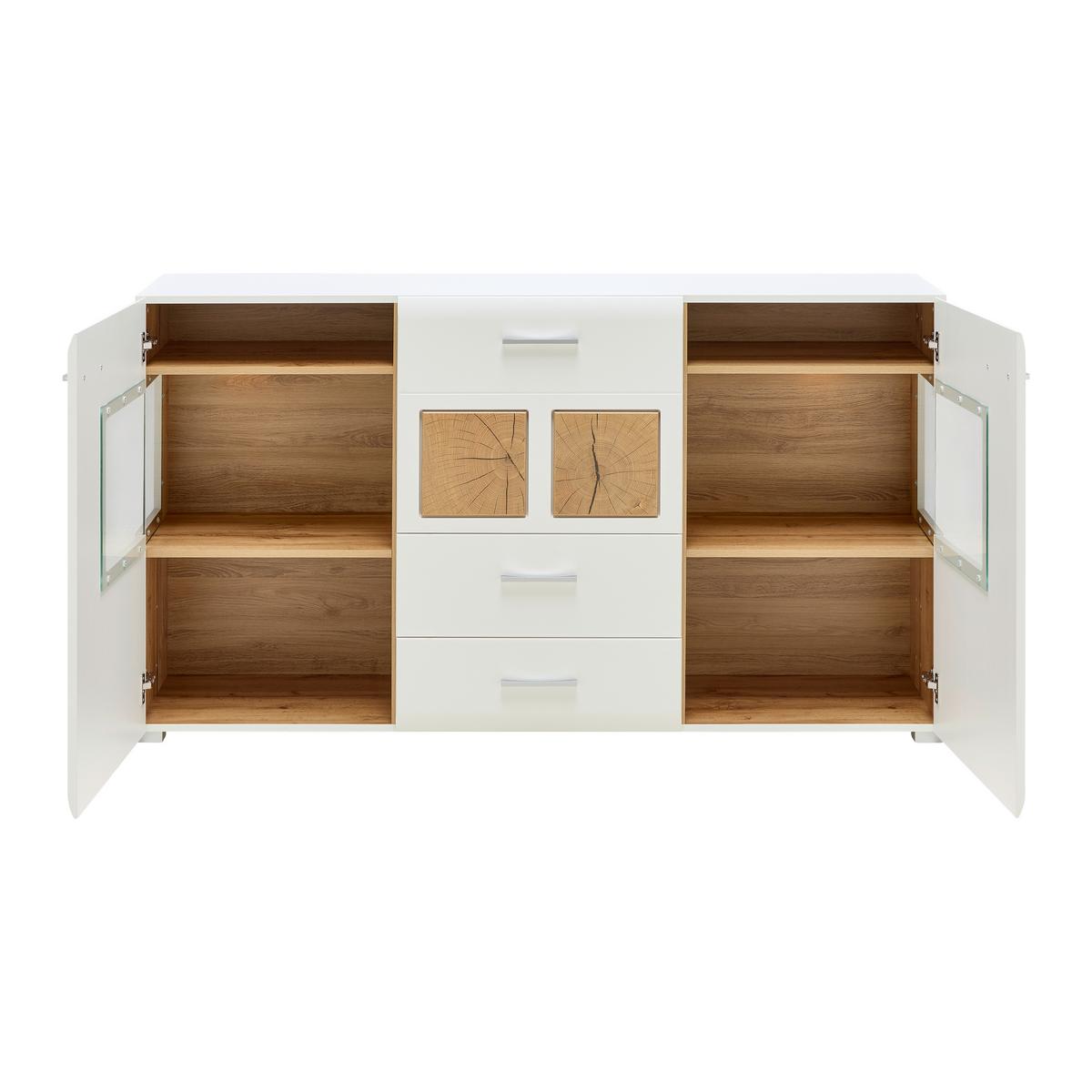 Sideboard Fun Plus Weiß/Eichefarben - Chromfarben/Eichefarben, MODERN, Holzwerkstoff/Metall (170/94/42cm) - Mömax