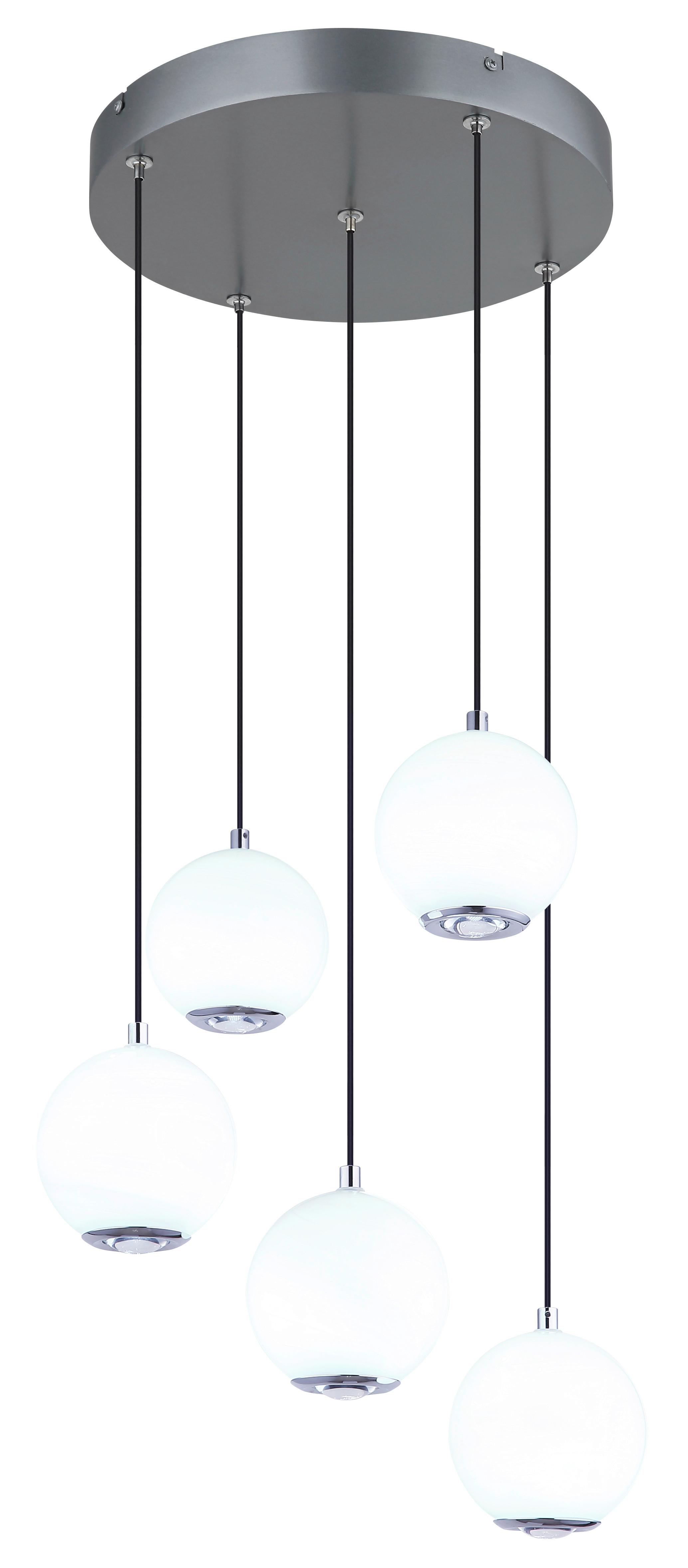 LED-HÄNGELEUCHTE 16062-5H SIMMONS - Klar/Chromfarben, Konventionell, Glas/Kunststoff (39/150cm) - Globo