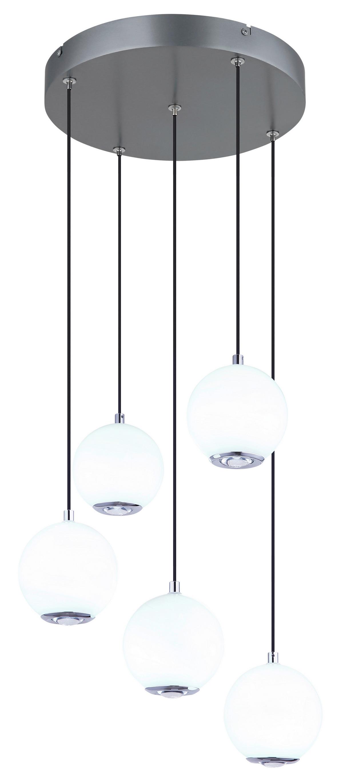 LED-HÄNGELEUCHTE 16062-5H SIMMONS - Klar/Chromfarben, Konventionell, Glas/Kunststoff (39/150cm) - Globo