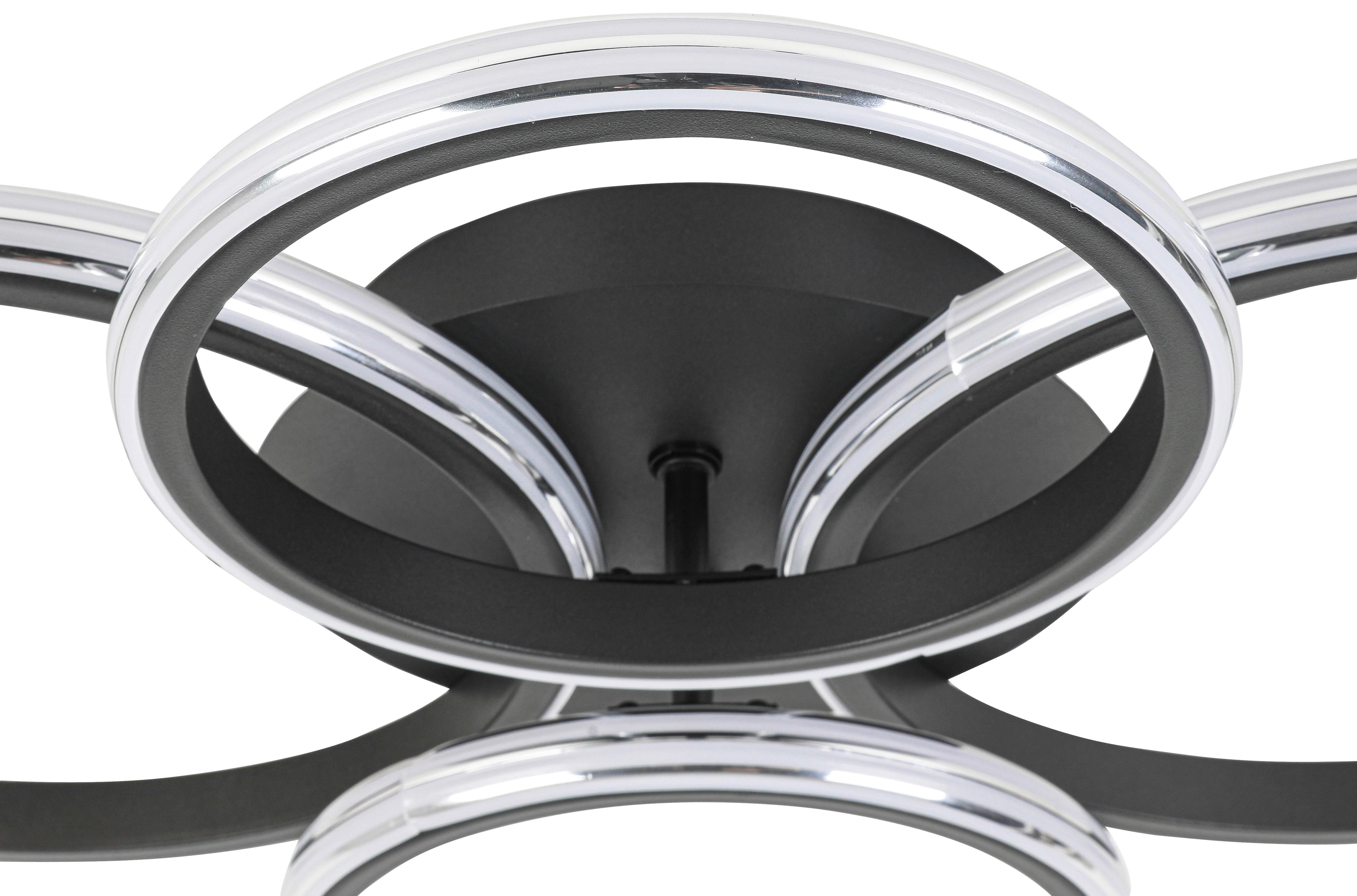 LED-TAKLAMPA MAXI - kromfärg/svart, Modern, metall/plast (62/46/9cm) - Mömax