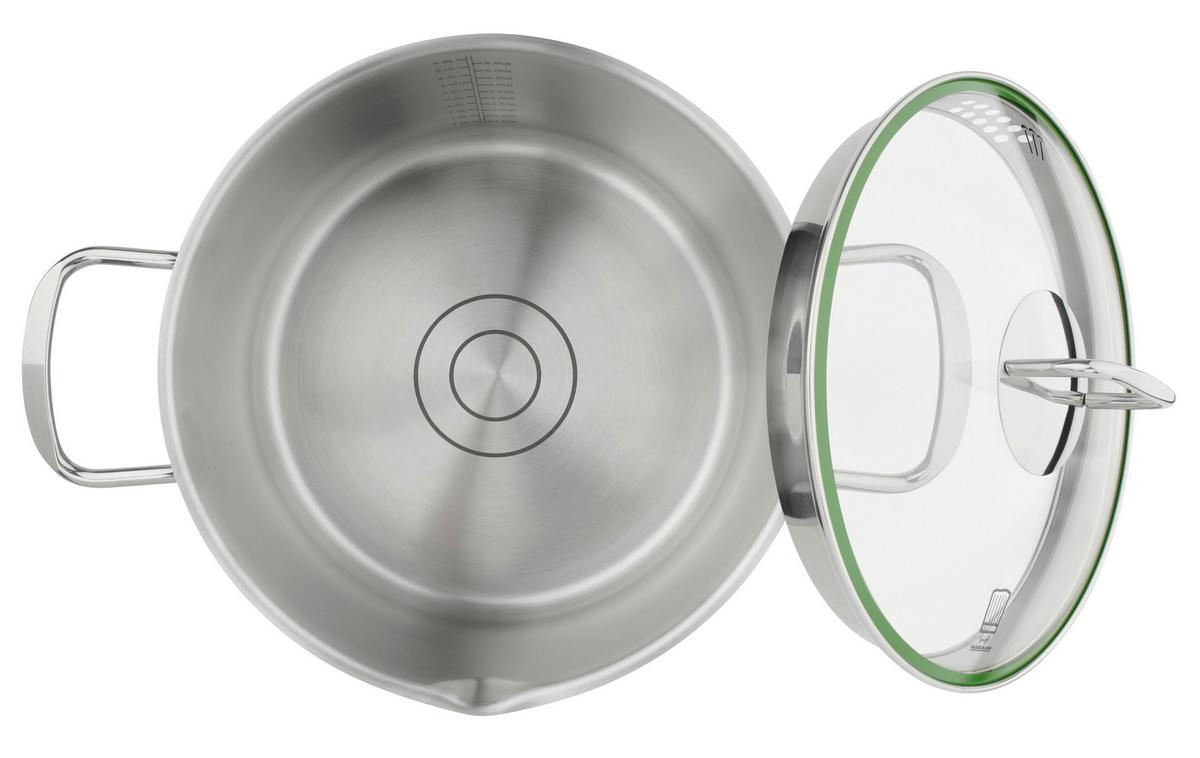 Oală pentru carne Munich 5,5L - culoare inox, Design, sticlă/metal (24cm) - Chefkoch+Fackelmann