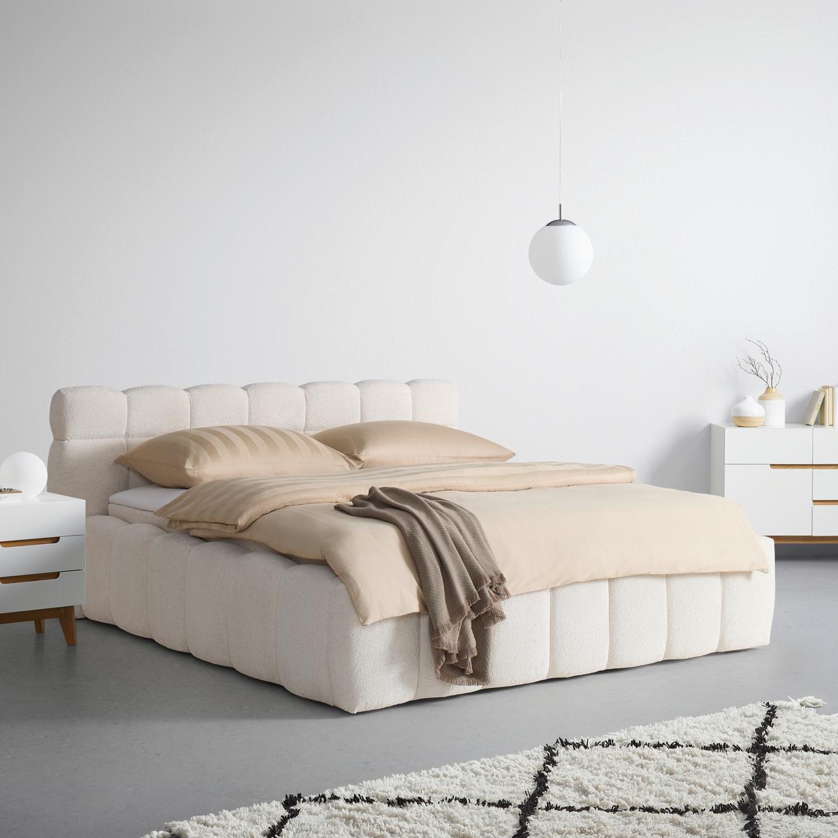 Polsterbett Monte Beige ca. 180x200cm - Beige/Schwarz, KONVENTIONELL, Kunststoff/Textil (180/200cm) - Based