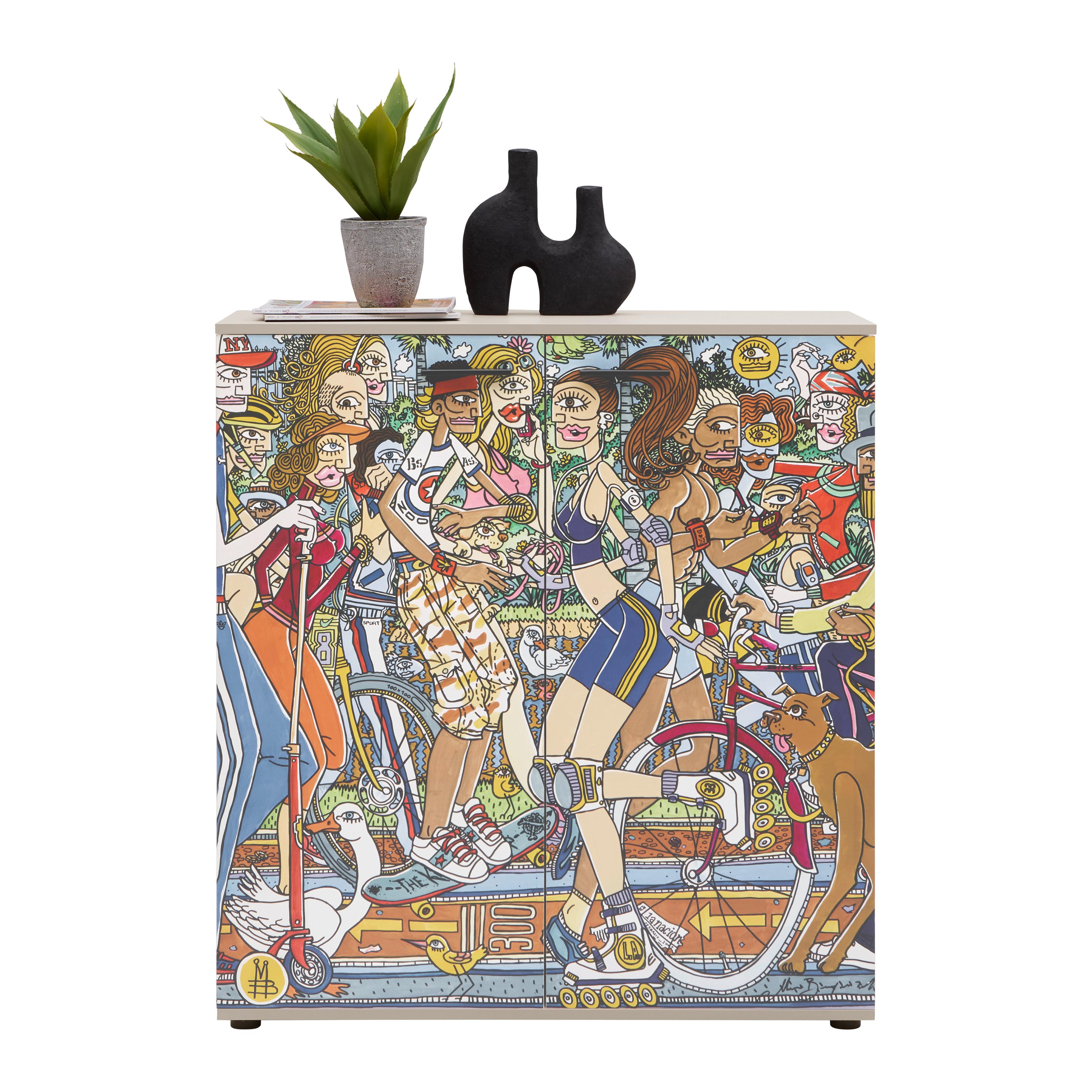 SKOSKÅP MOVE 02A - multicolor/svart, Design, trämaterial/plast (100/110/34cm) - Mömax