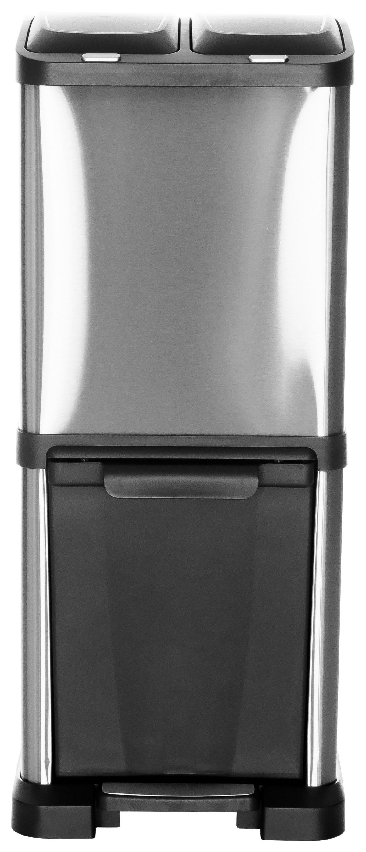 Koš Za Smeti Clean Vii, 32 L, Srebrna - srebrne barve/črna, Basics, kovina/umetna masa (32/78/32cm) - MID.YOU
