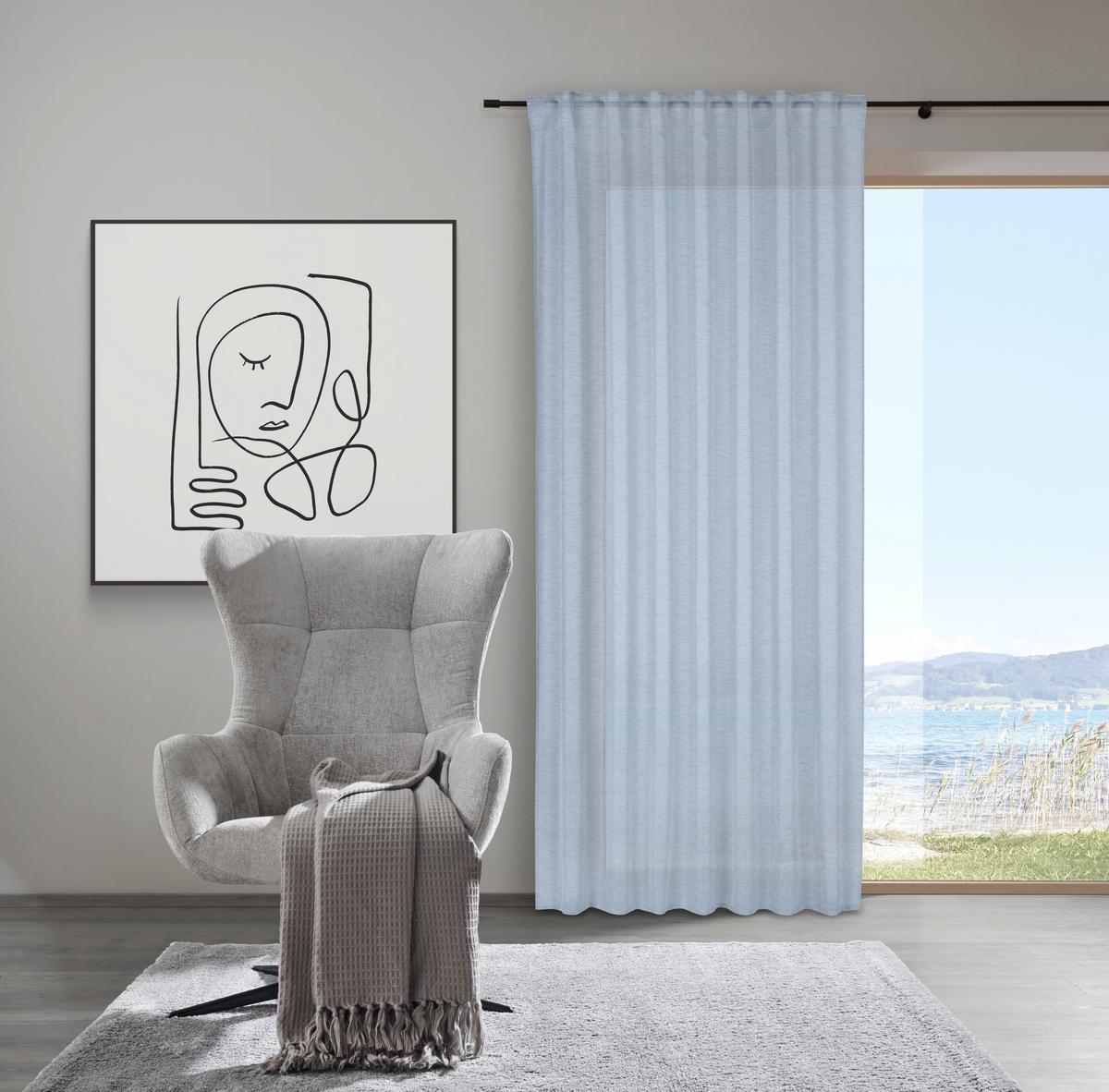 Fertigvorhang Sigrid Blau ca. 140x245cm - Blau, ROMANTIK / LANDHAUS, Textil (140/245cm) - Premium Living
