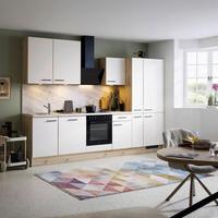 Küchenblock IP1200 o. Geräte Weiß/Eiche - Eichefarben/Schwarz, MODERN, Holzwerkstoff/Metall (310cm) - Impuls