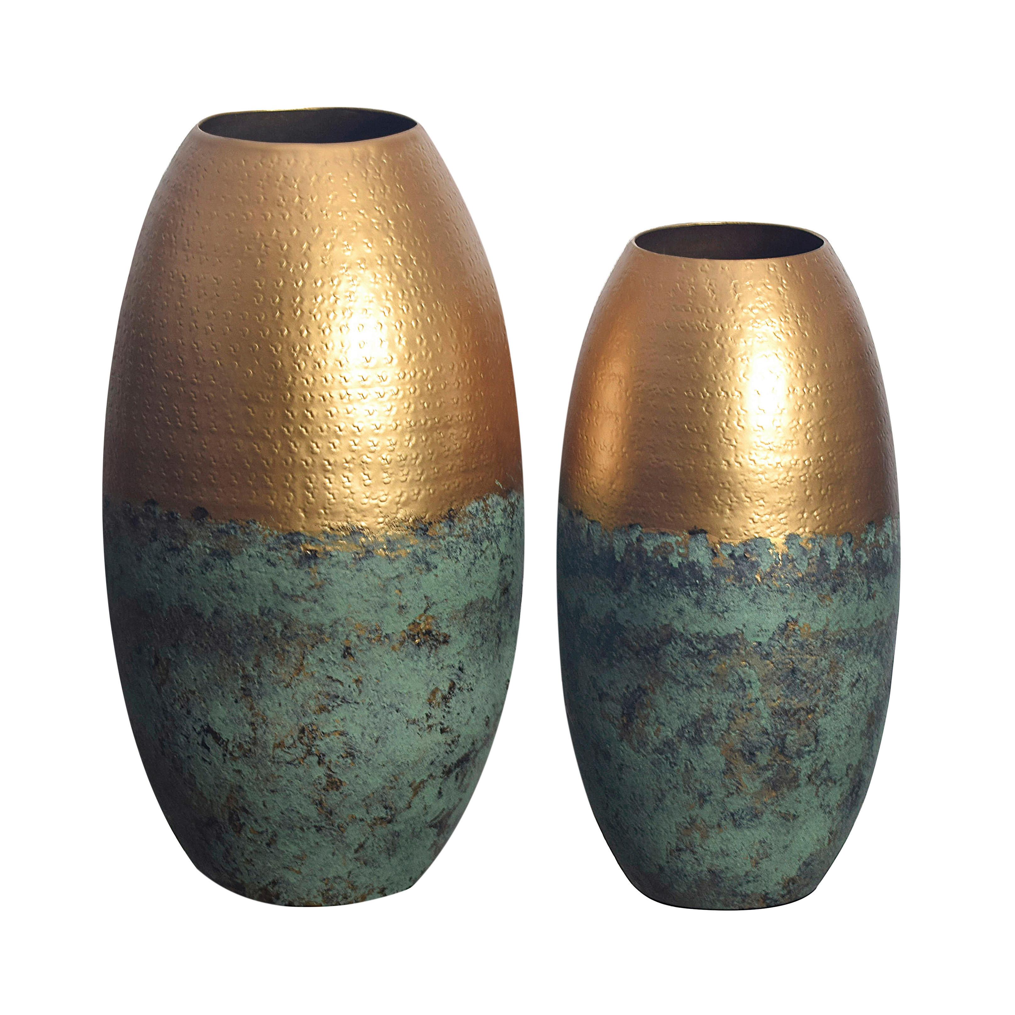 DEKOVASE DEKOVASE 2ER SET GOLD - Goldfarben, Design, Metall (25/47/25cm) - Livetastic