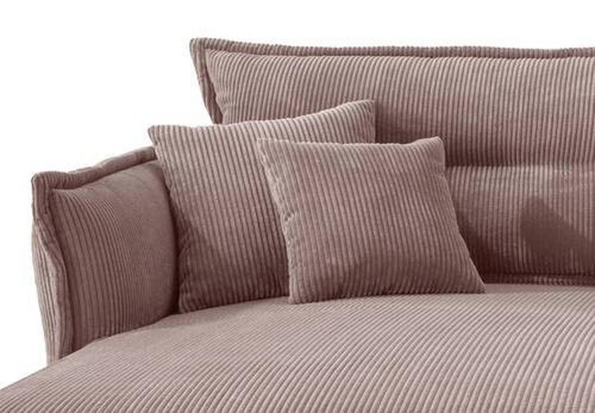 Wohnlandschaft Lava Rosa Cord - Schwarz/Rosa, MODERN, Textil/Metall (180/255cm) - Livetastic