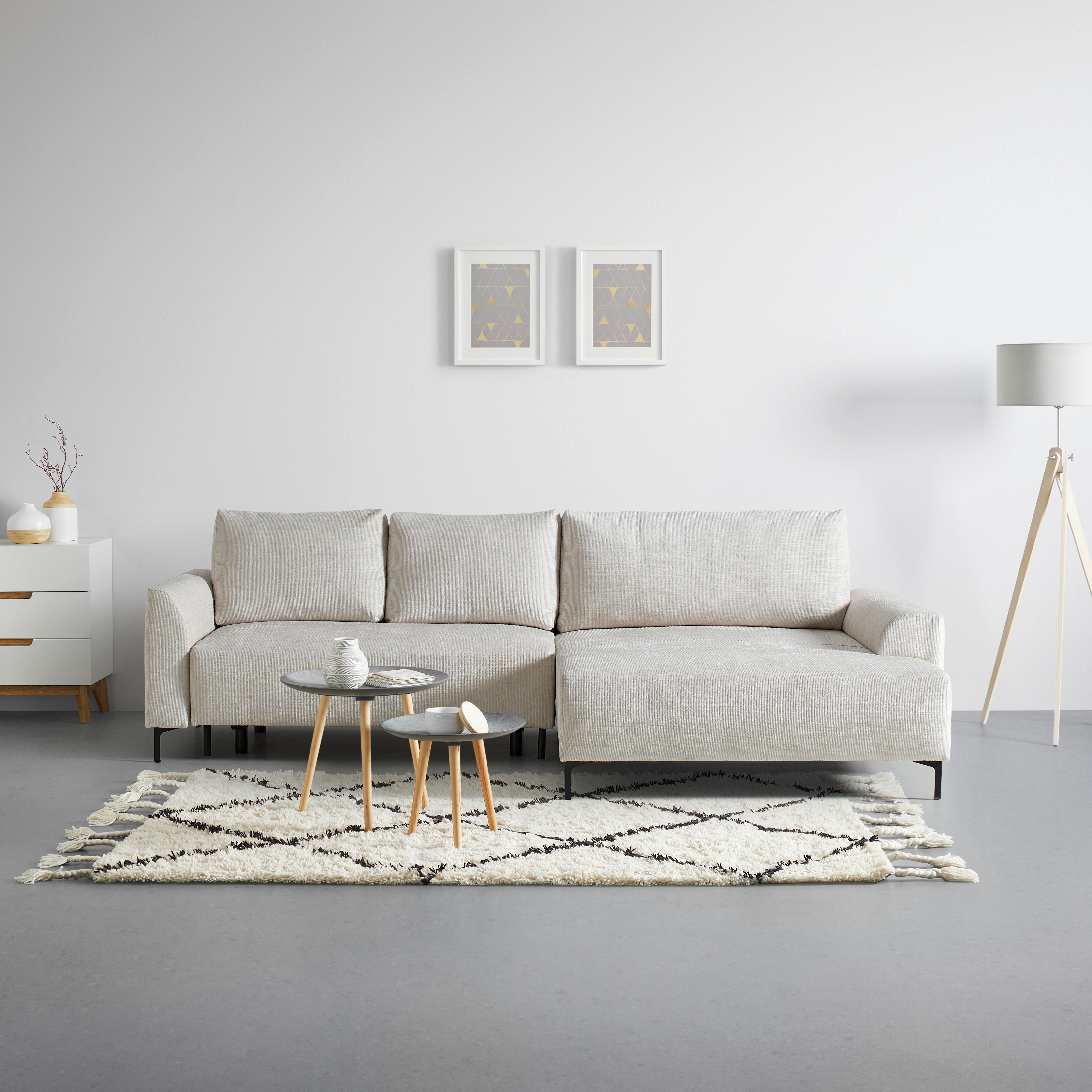 Ecksofa Integra Beige - Beige/Schwarz, Textil/Metall (294/81-93/170cm) - Mömax
