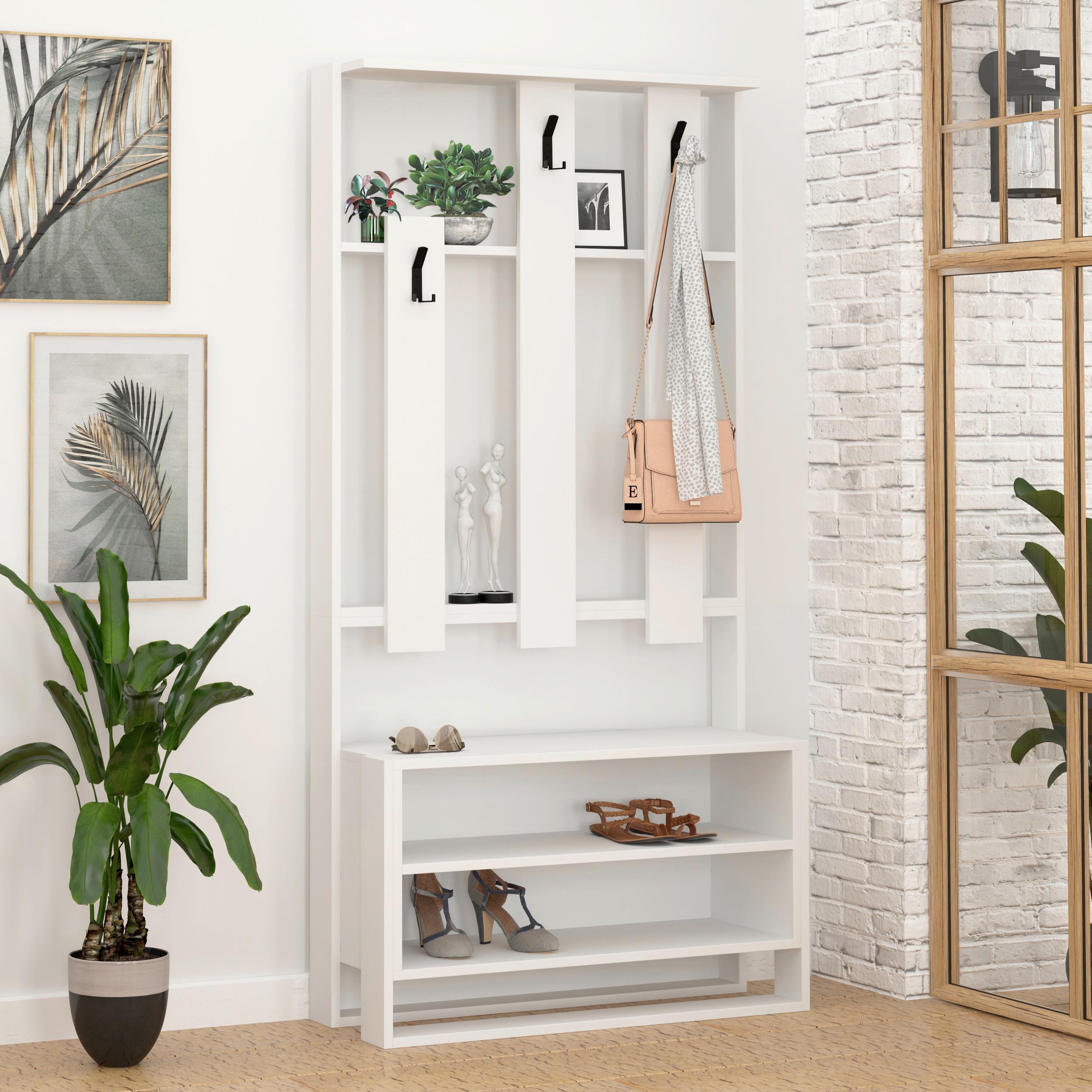 GARDEROBENSCHRANK CHESTER HALL STAND - Weiss, Design, Holzwerkstoff (90/180/36cm) - Livetastic