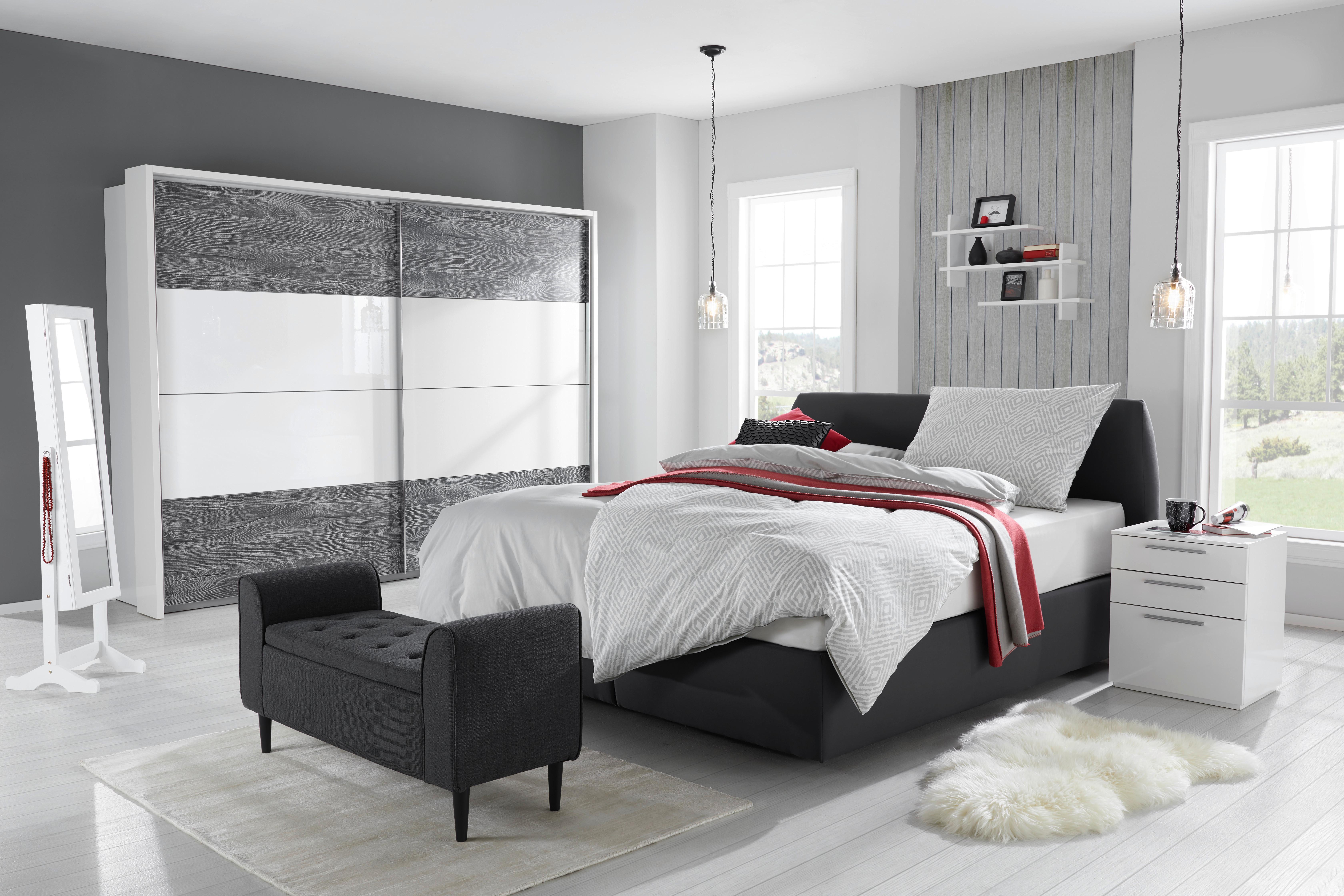 SITTBÄNK FELICITY - svart/antracit, Romantik / Lanthus, trämaterial/textil (115/58/44cm) - Mömax