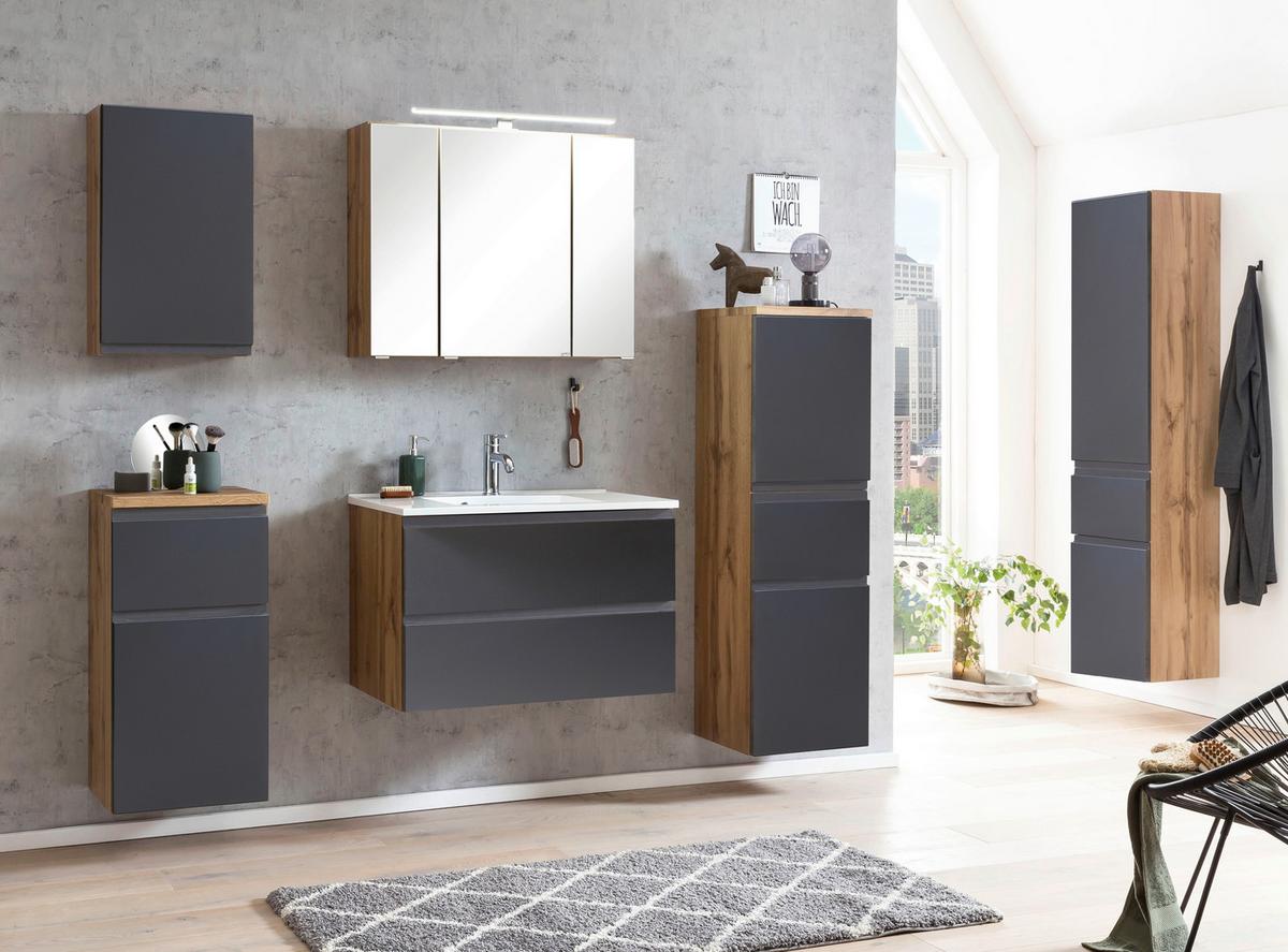 Unterschrank Varese ca. 40x79 cm Grau/Eiche - Eiche Wotan/Grau, MODERN, Holzwerkstoff (40/79/35cm) - Held