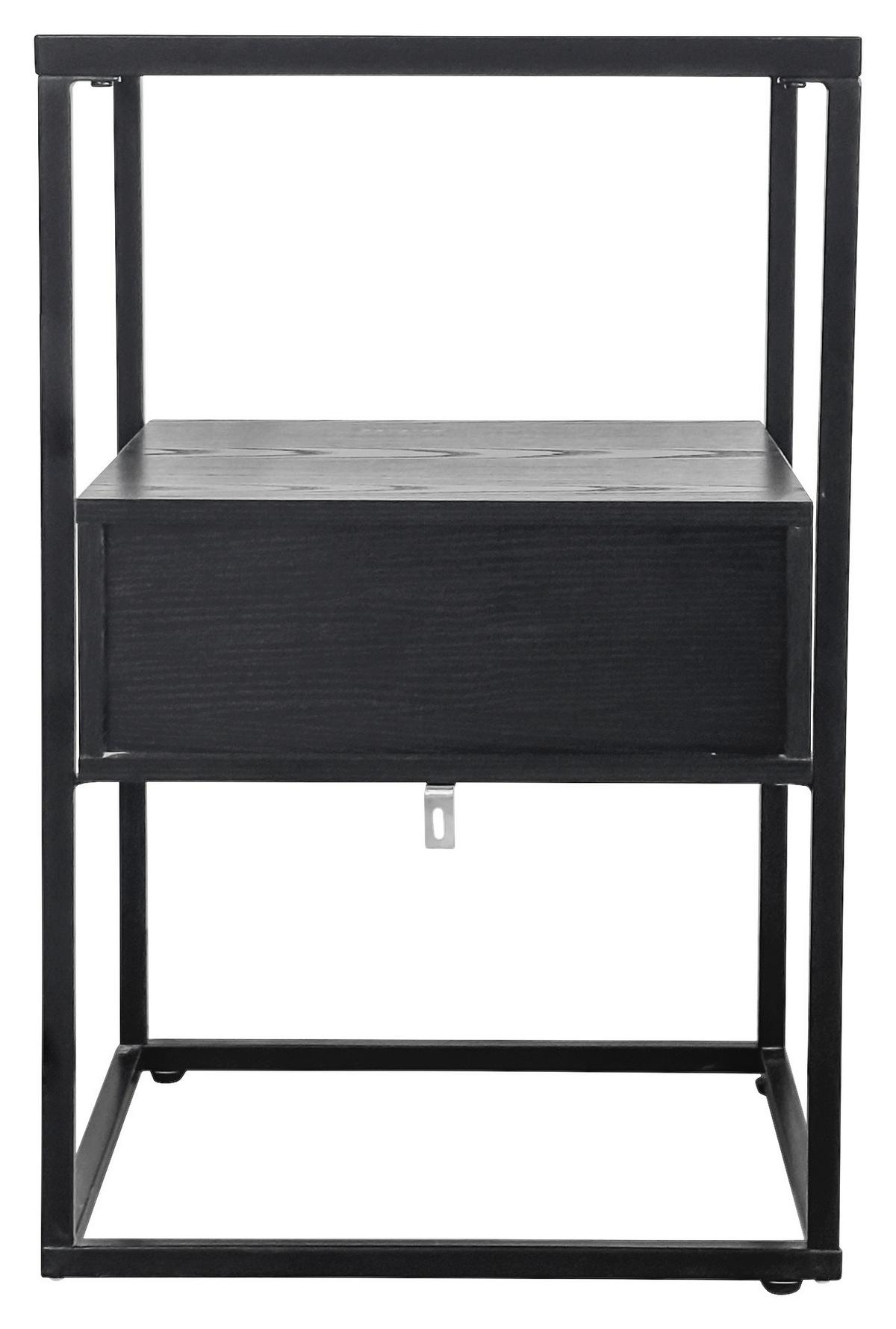 Măsuță auxiliară NOAH - negru, Modern, sticlă/metal (40/62/40cm) - Modern Living