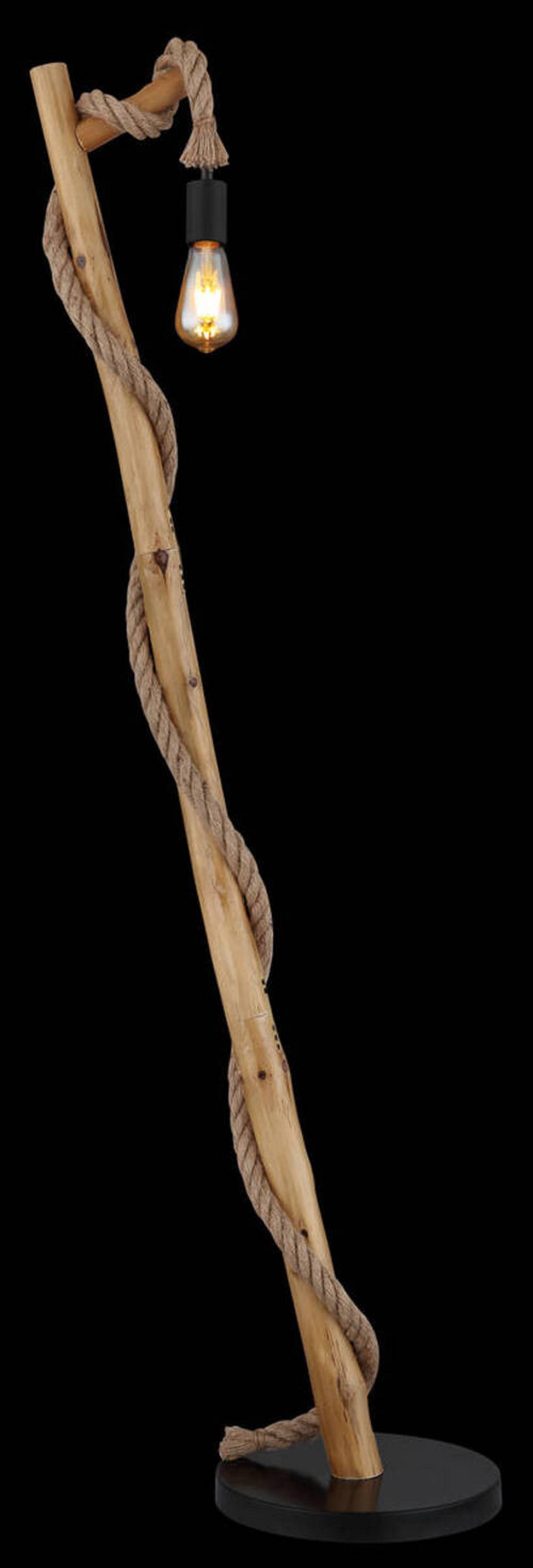 Stehleuchte Ulleu max. 60 Watt - Schwarz/Naturfarben, Natur, Naturmaterialien/Holz (42,5/30/150cm) - Globo