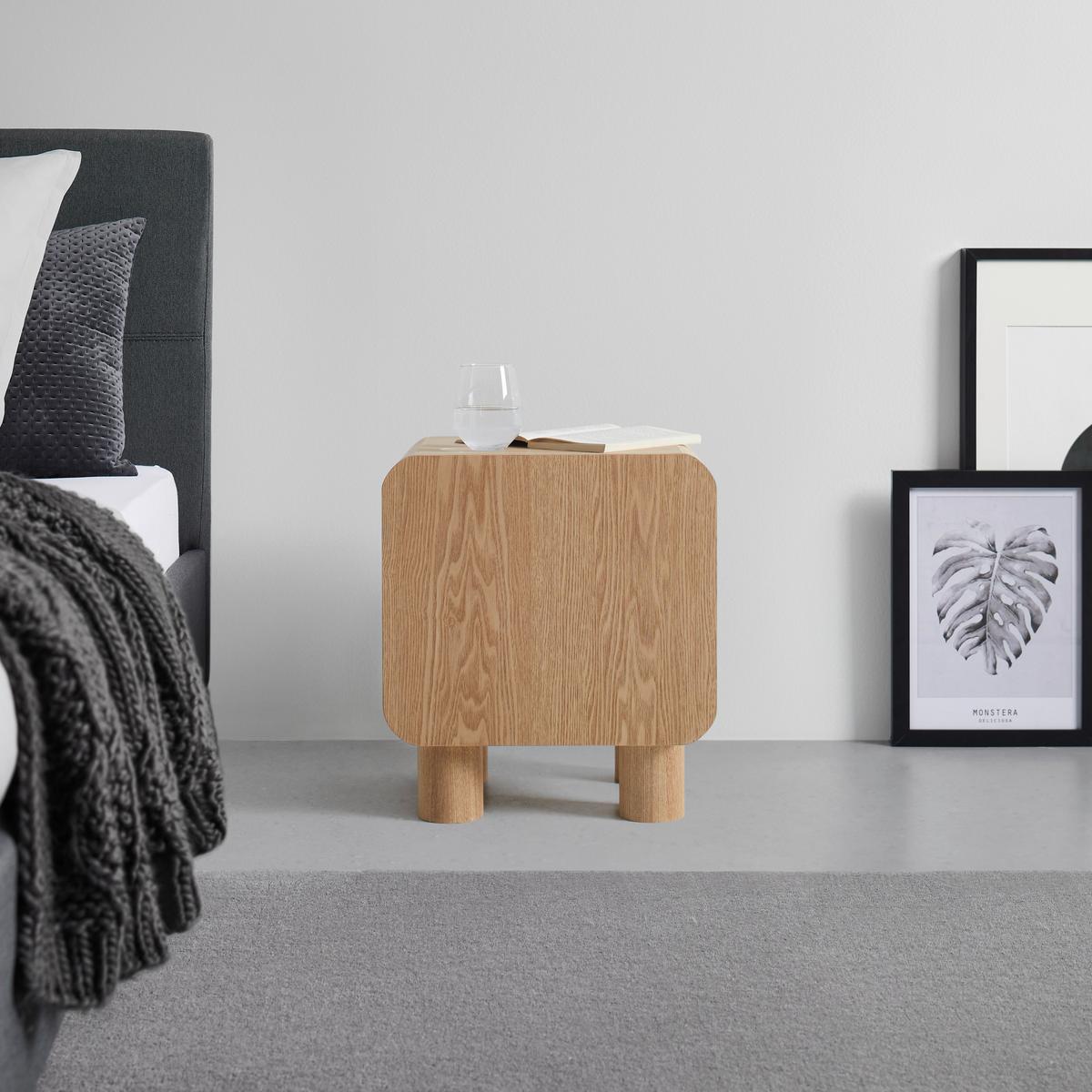 Éjjeliszekrény Alva - natúr, Modern, faalapú anyag/fa (40/45/30cm) - Premium Living