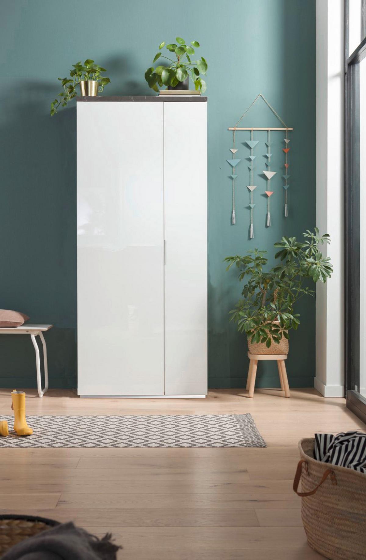 Dulap pentru hol MUNDI - antracit/alb lucios intens, Modern, material pe bază de lemn (82/189/35cm) - Premium Living