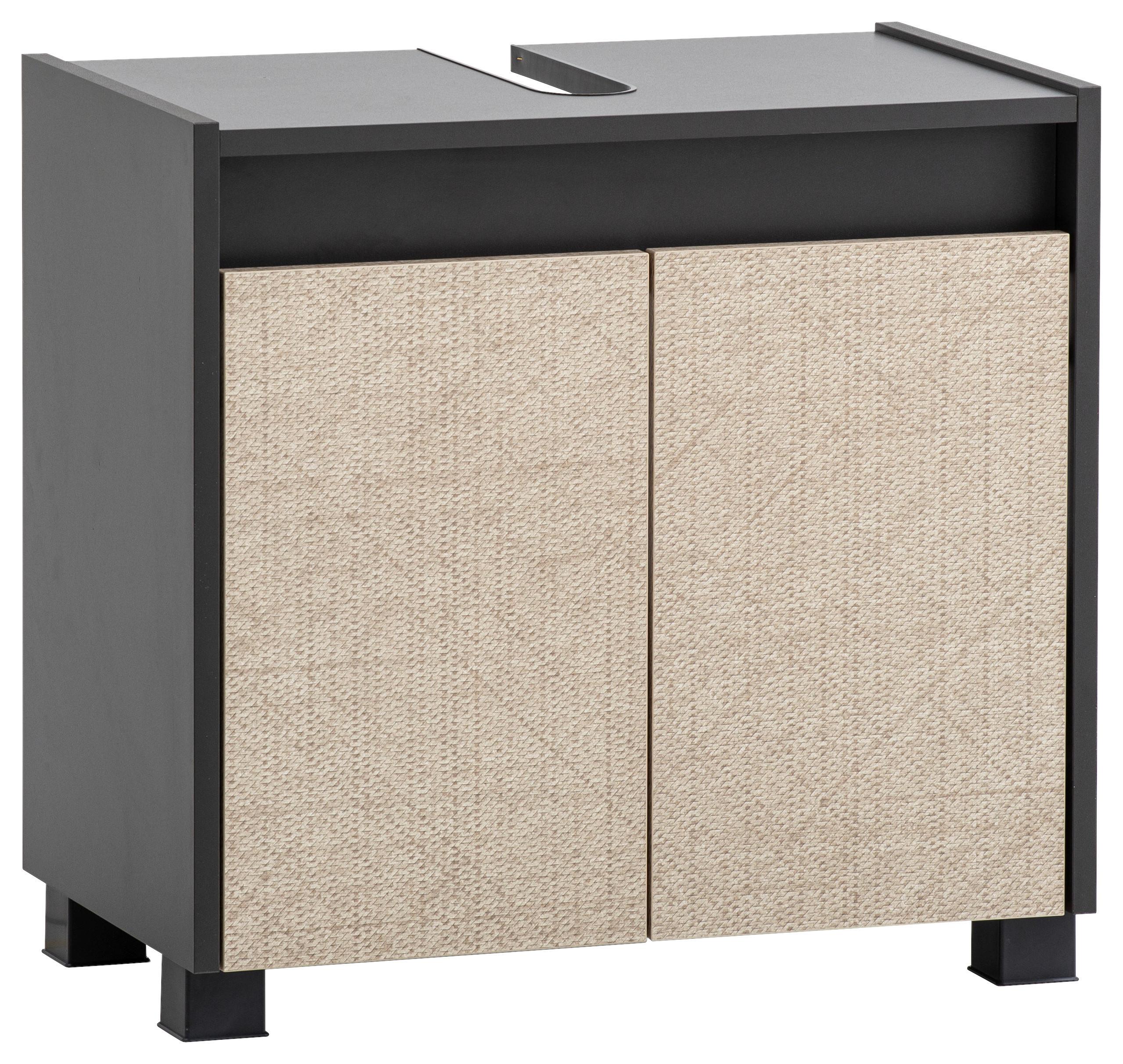 Waschbeckenunterschrank Sander Anthrazit/Beige - Beige/Schwarz, MODERN, Holzwerkstoff/Kunststoff (56,9/54,6/33cm) - MID.YOU