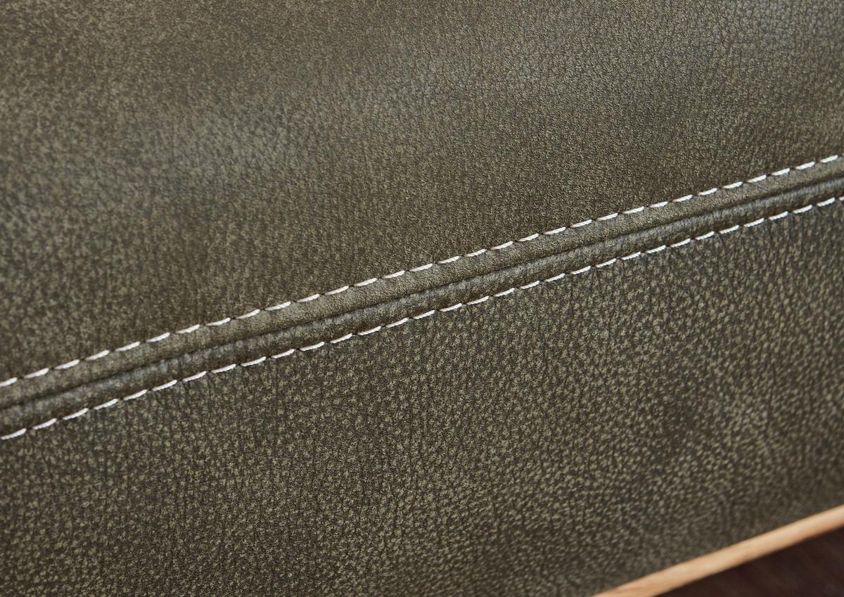 Wohnlandschaft Erling in Leder Olive - Beige/Schwarz, MODERN, Leder/Metall (322/89/187cm) - Premium Living