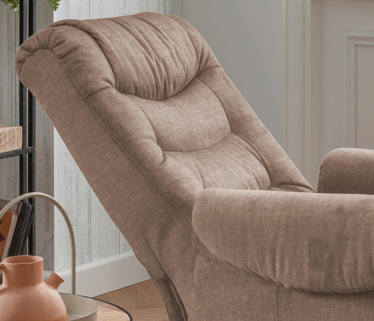 Fernsehsessel Nino Hellbraun Velours - Hellbraun/Schwarz, Design, Kunststoff/Textil (78/107/93cm) - Livetastic