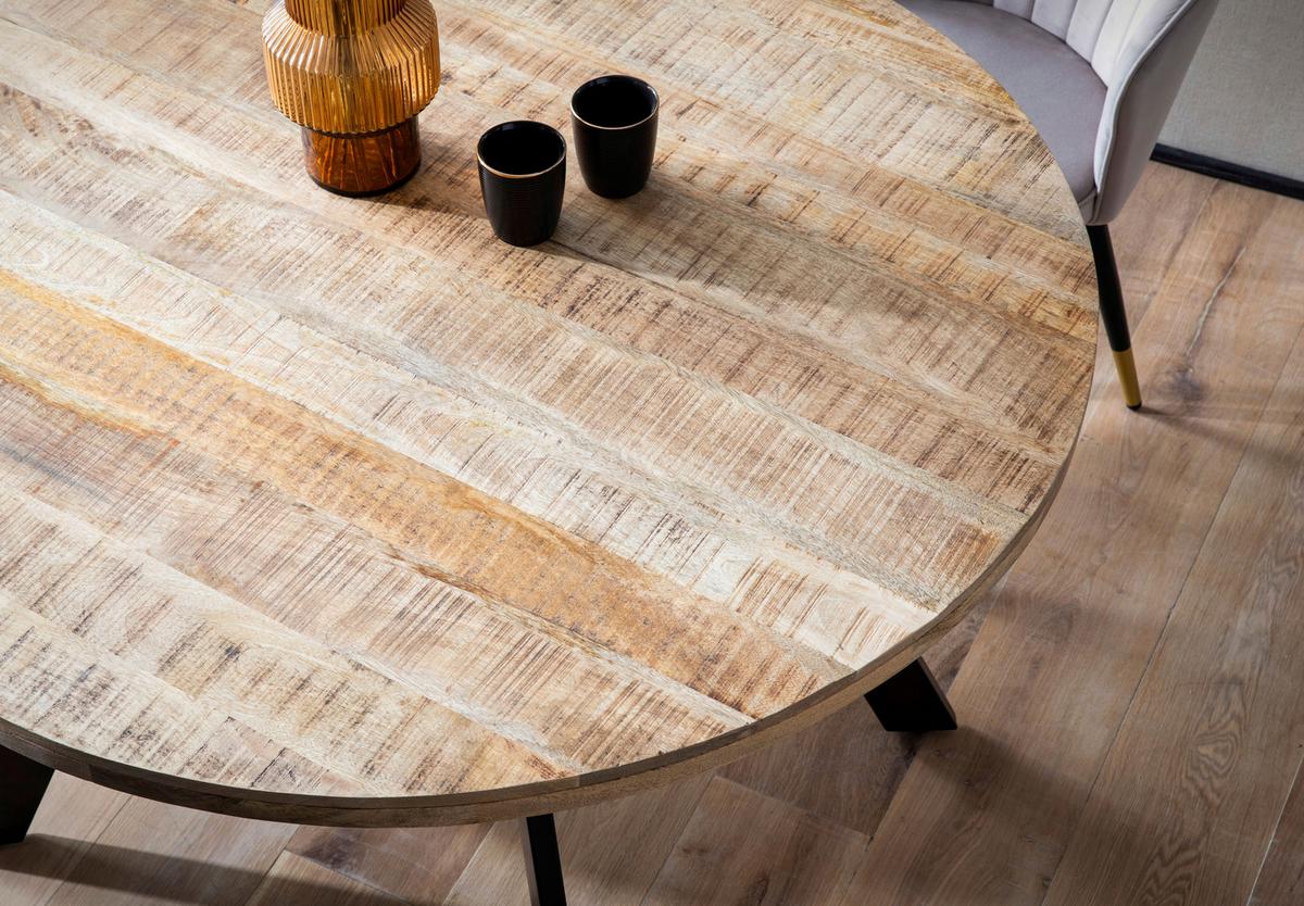 Jedilna Miza Mango, Pravi Les, Ø 120cm - črna/rjava, Design, kovina/les (120/120/76cm) - MID.YOU