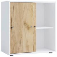 Pisarniški Regal Lona L, Bela, Barva Hrasta - črna/bela, Design, umetna masa/leseni material (70/74/37cm) - MID.YOU