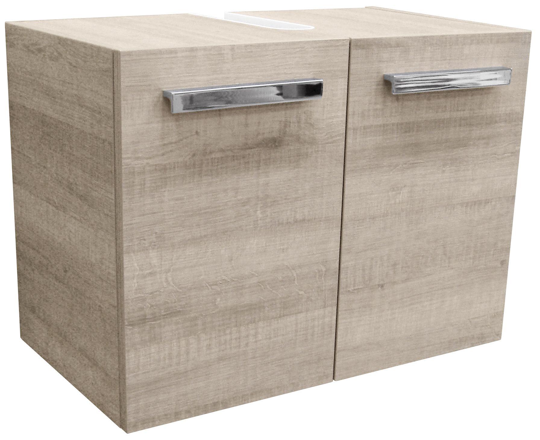 Waschbeckenunterschrank "A-Vero" , grau-eiche - Eichefarben/Silberfarben, MODERN, Holzwerkstoff/Metall (62,5/46/35cm) - MID.YOU