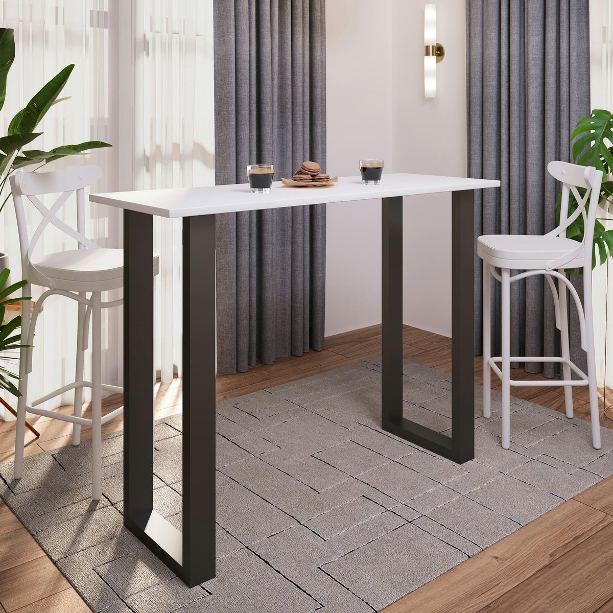 Bartisch XONA Schwarz/Weiß ca.140x102x50cm - Schwarz/Weiß, KONVENTIONELL, Holzwerkstoff/Metall (140/50/102cm)