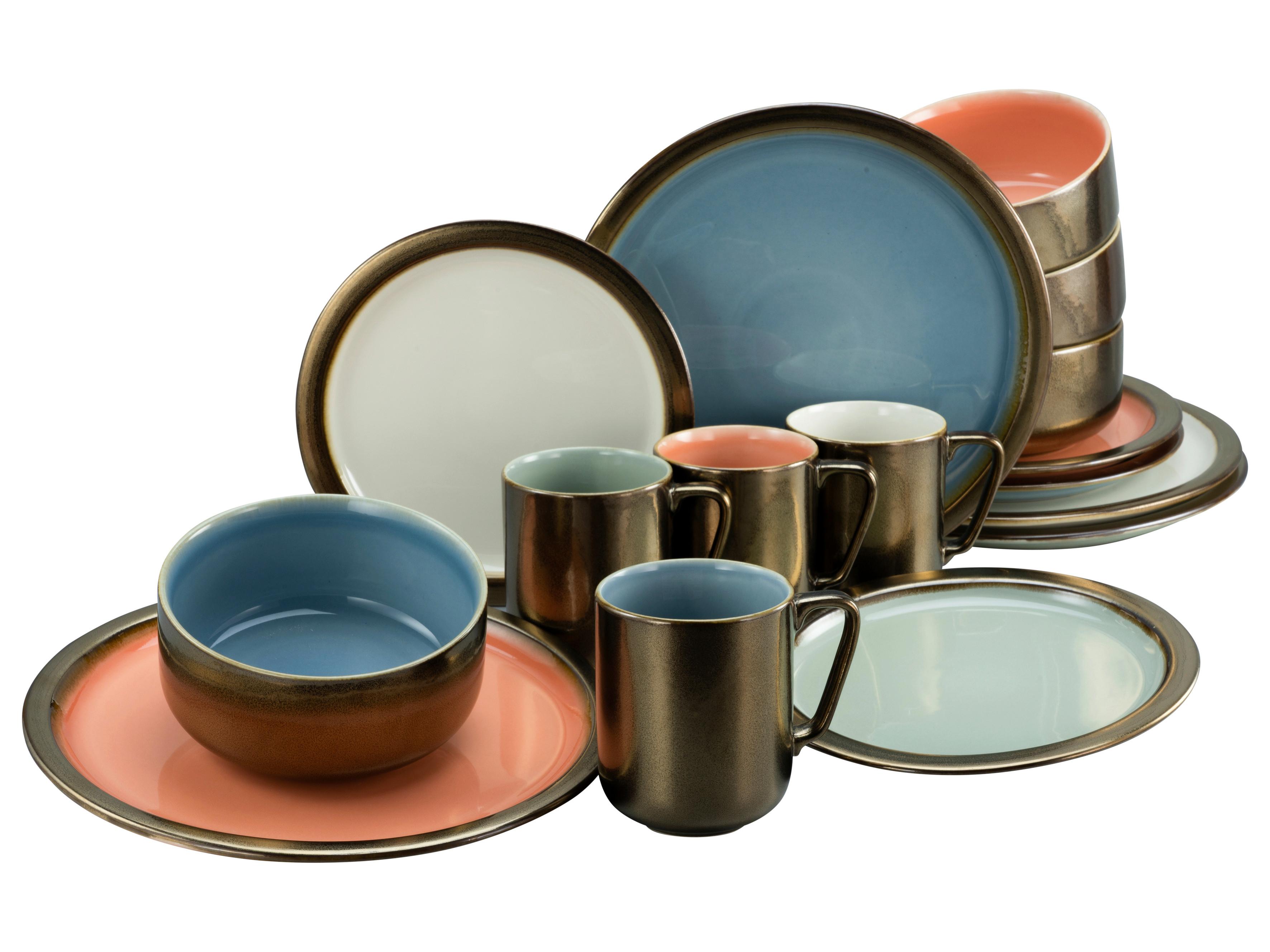 Kombinirani Servis Rustikal Pastell, 16-Delni - večbarvno, keramika - Creatable