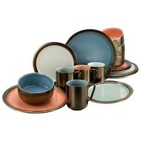 Kombinirani Servis Rustikal Pastell, 16-Delni - večbarvno, keramika - Creatable