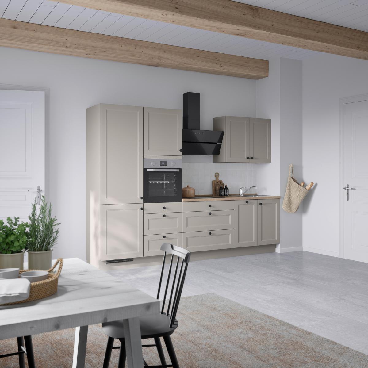 Küchenblock Cascada High m. Geräten Grau - Eiche dunkel/Schwarz, MODERN, Holzwerkstoff/Metall (300cm) - Nobilia